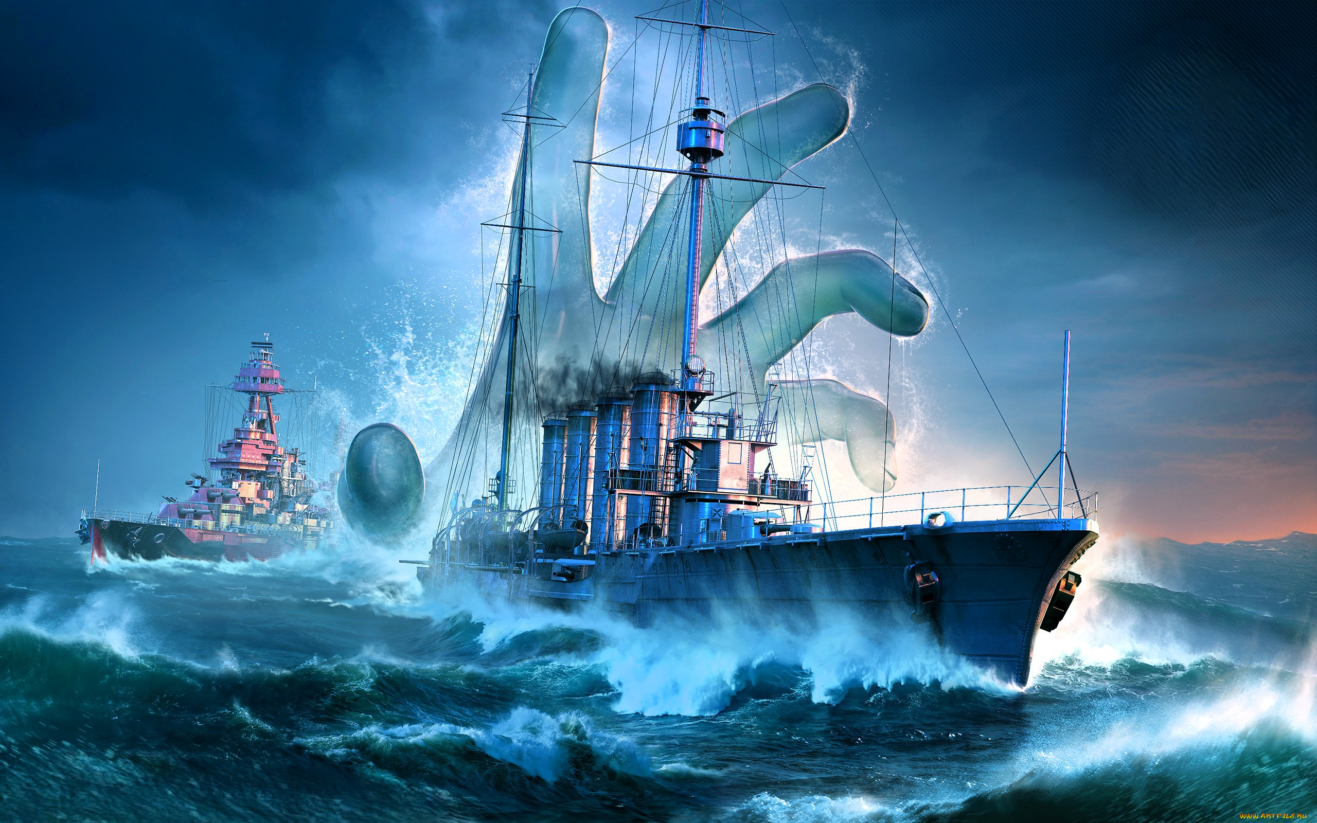 видео, игры, world, of, warships, корабли, море, рука