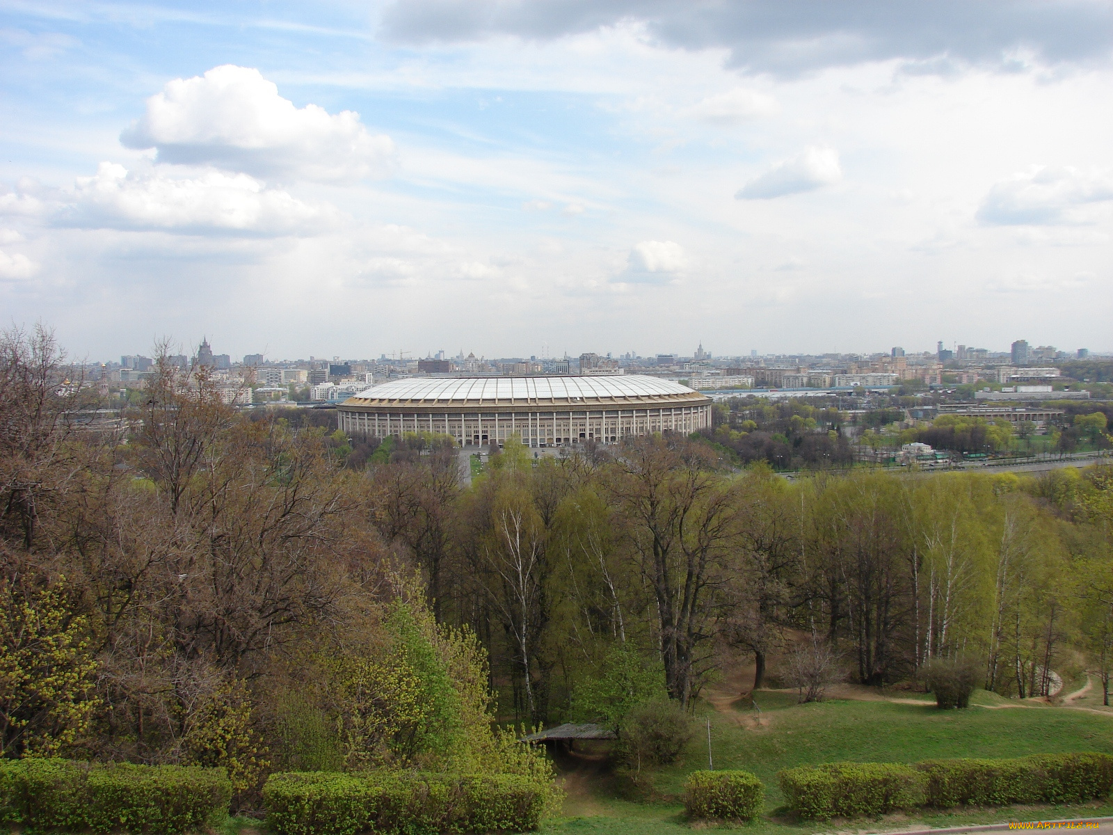 панорама, москвы, воробьевых, гор, города, москва, россия
