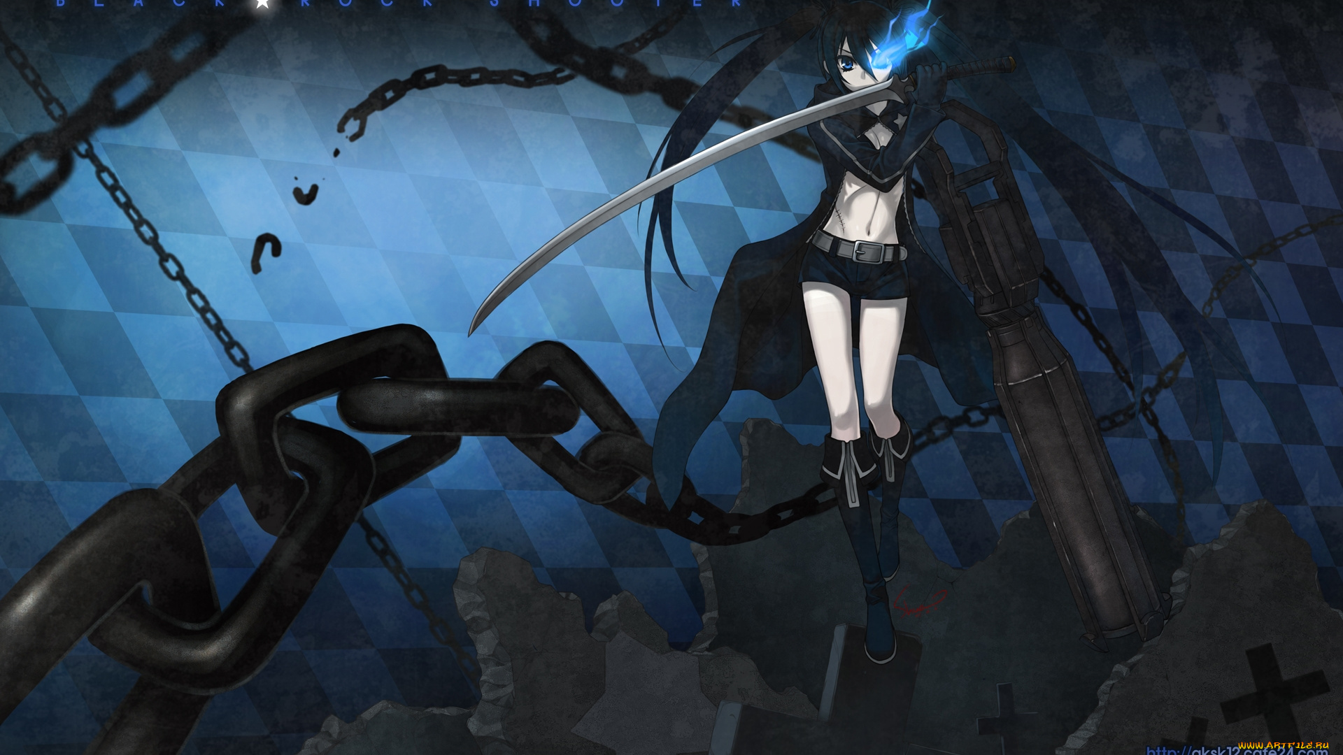 аниме, black, rock, shooter