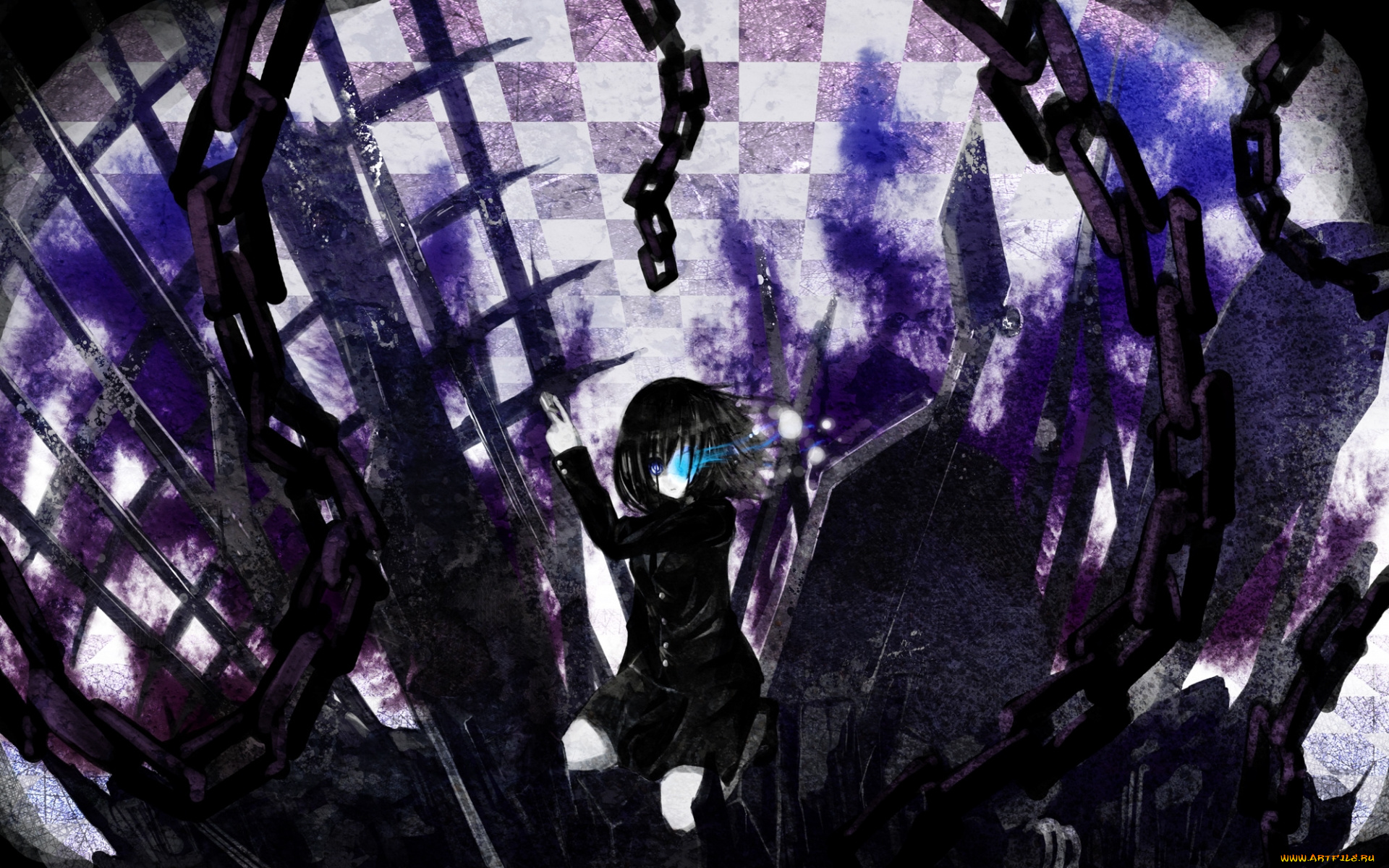 аниме, black, rock, shooter