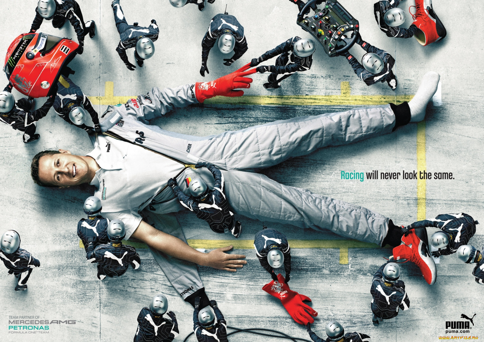 бренды, puma, михаэль, шумахер, комбинезон, кроссовки