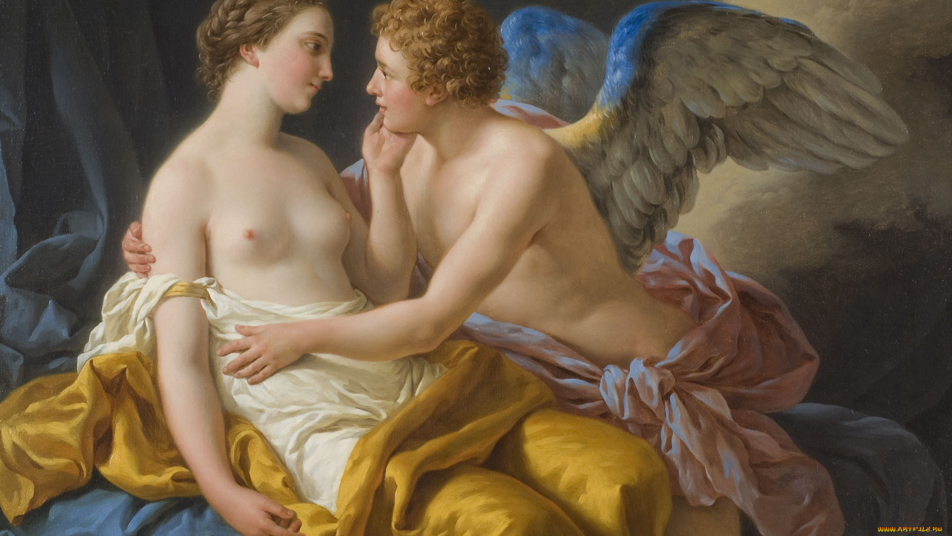 amor, and, psyche, рисованные, louis, jean, francois, lagrenee, психея, амур