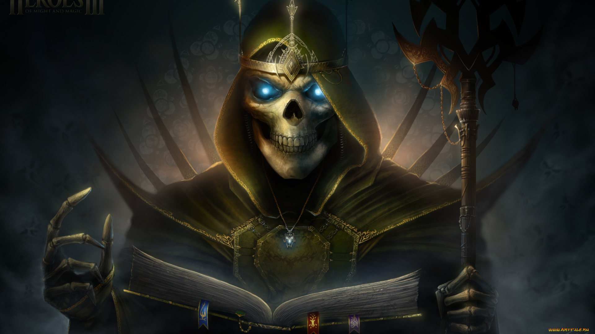 видео, игры, heroes, of, might, and, magic, iii, sandro, 3, сандро, Череп, книга, tamplierpainter
