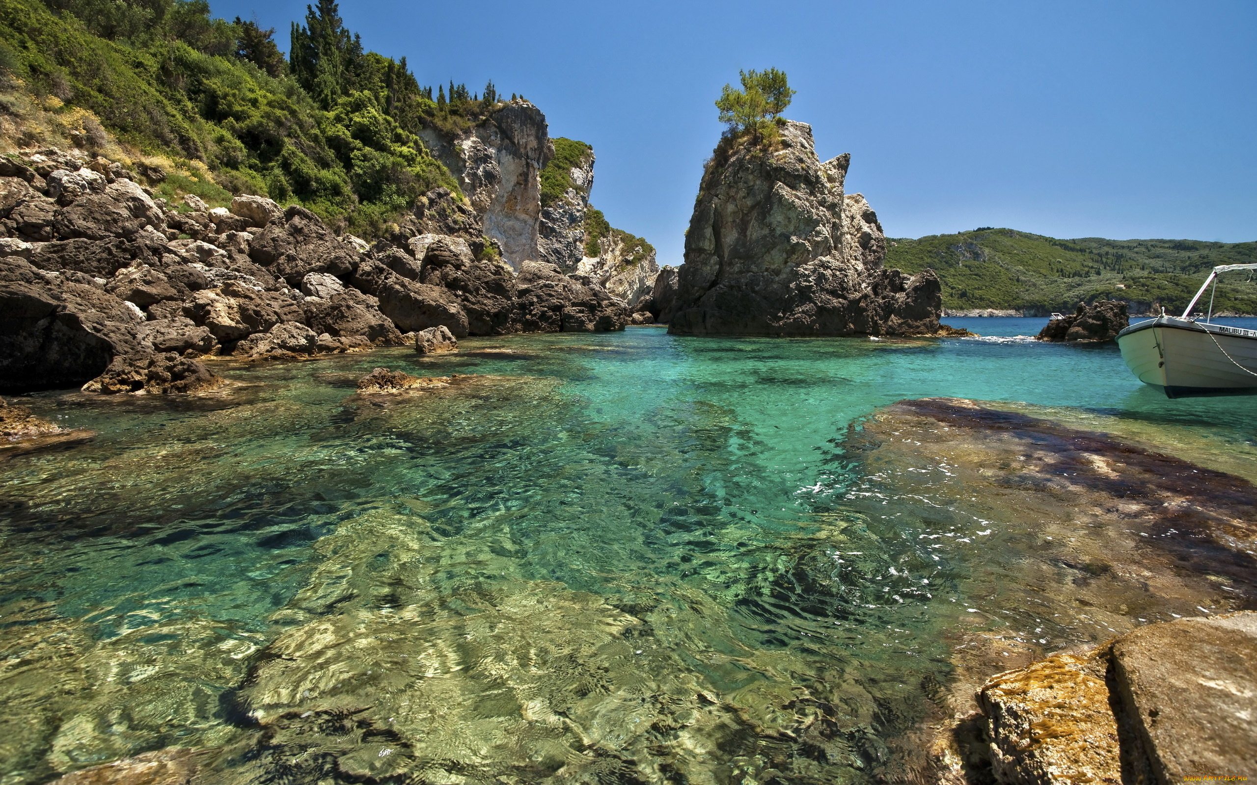 природа, побережье, море, залив, лето