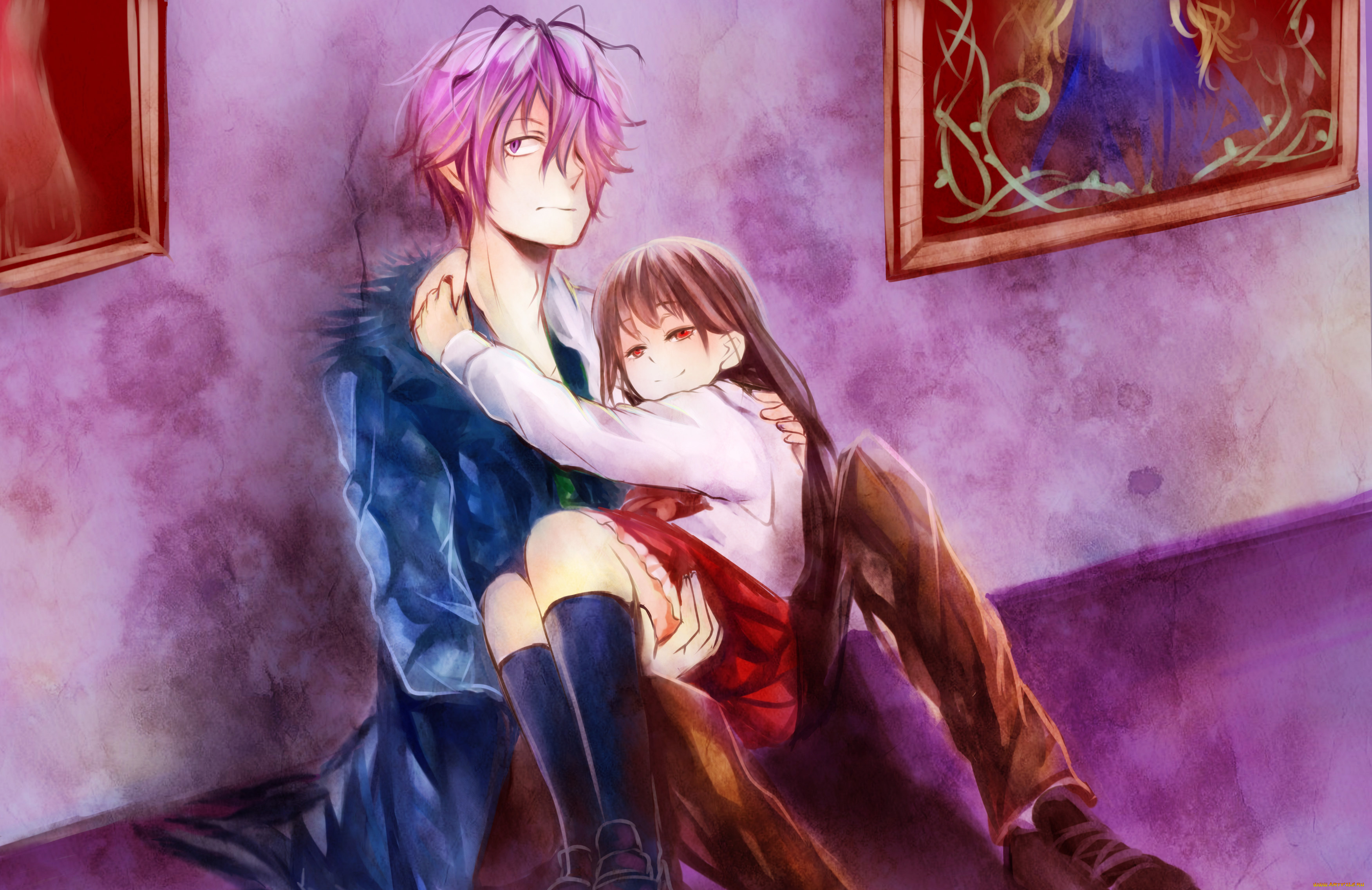 ib, аниме, попа, чулки, девушка, картина, парень