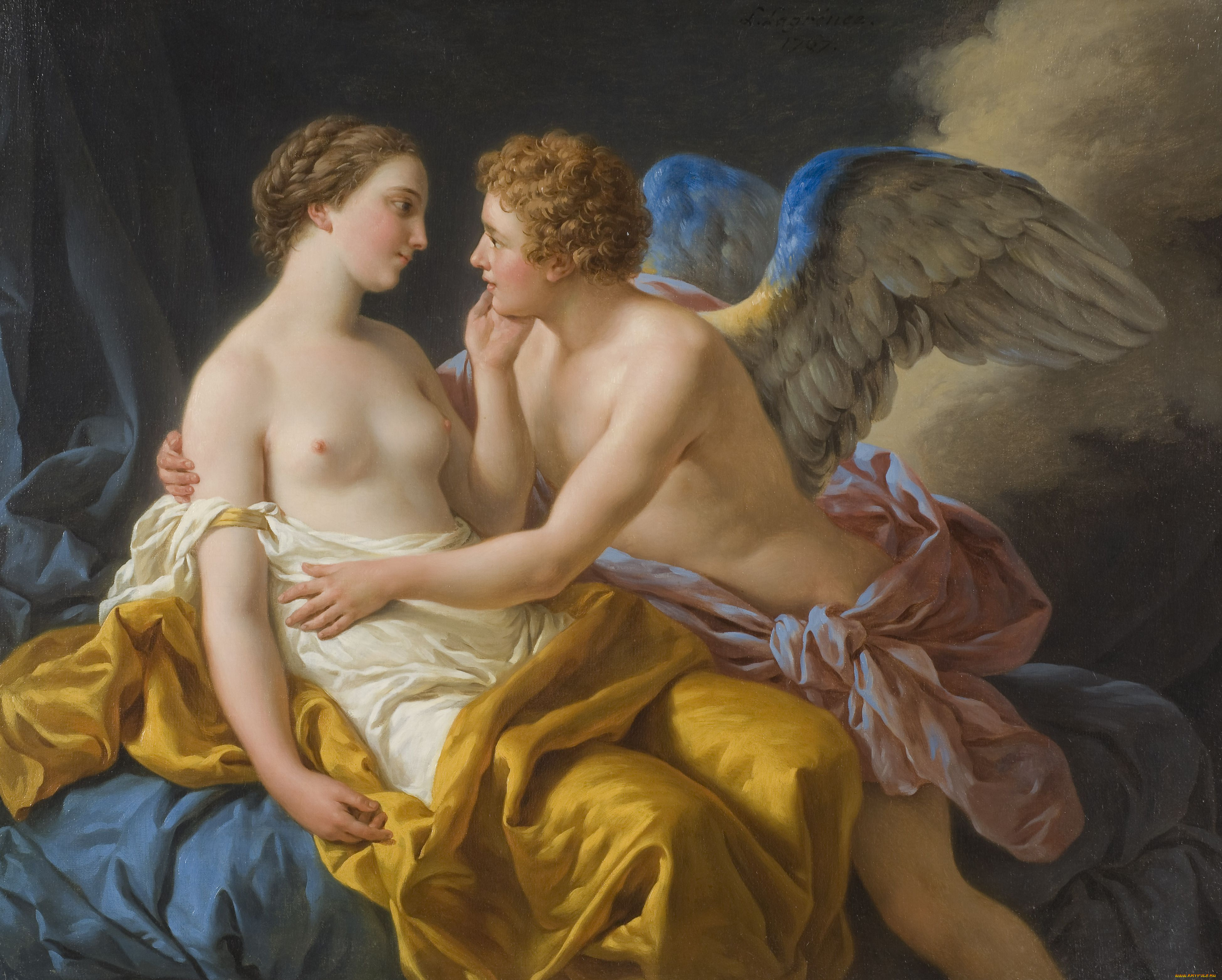 amor, and, psyche, рисованные, louis, jean, francois, lagrenee, психея, амур