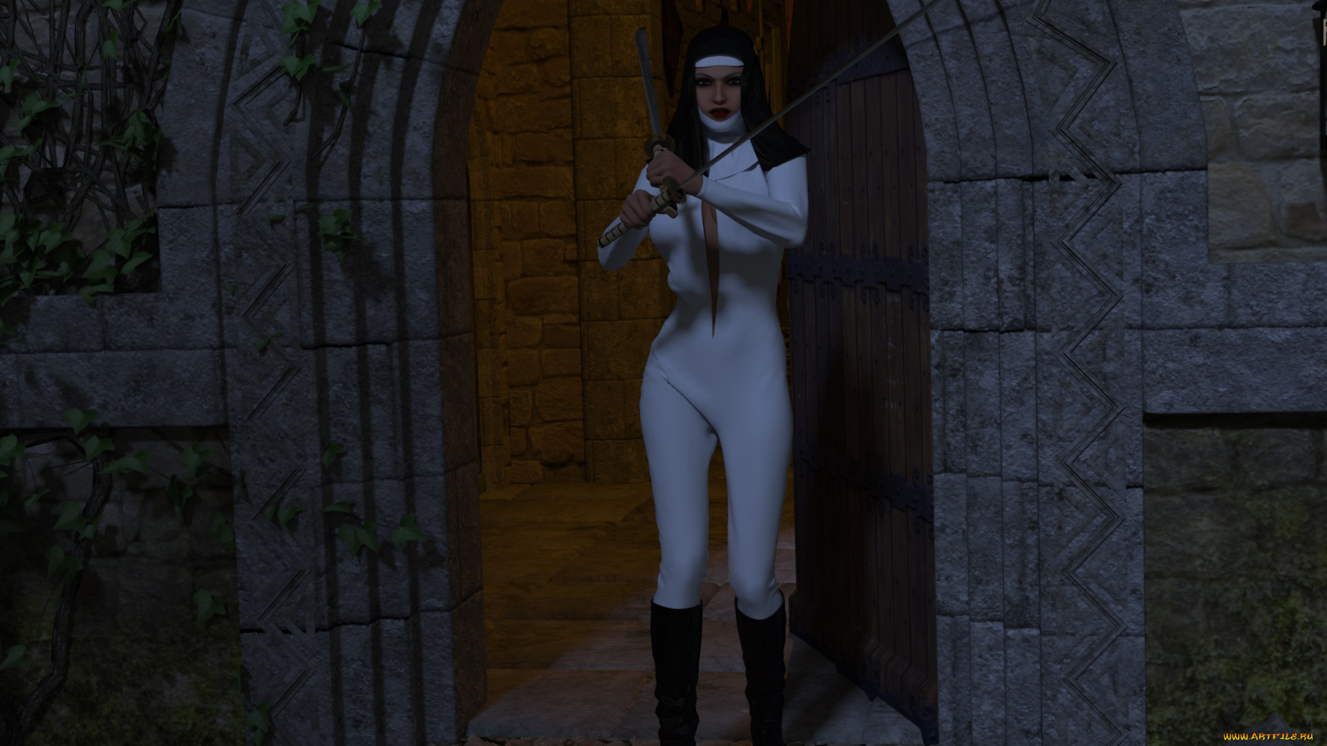 3д, графика, fantasy, , фантазия, девушка, оружие