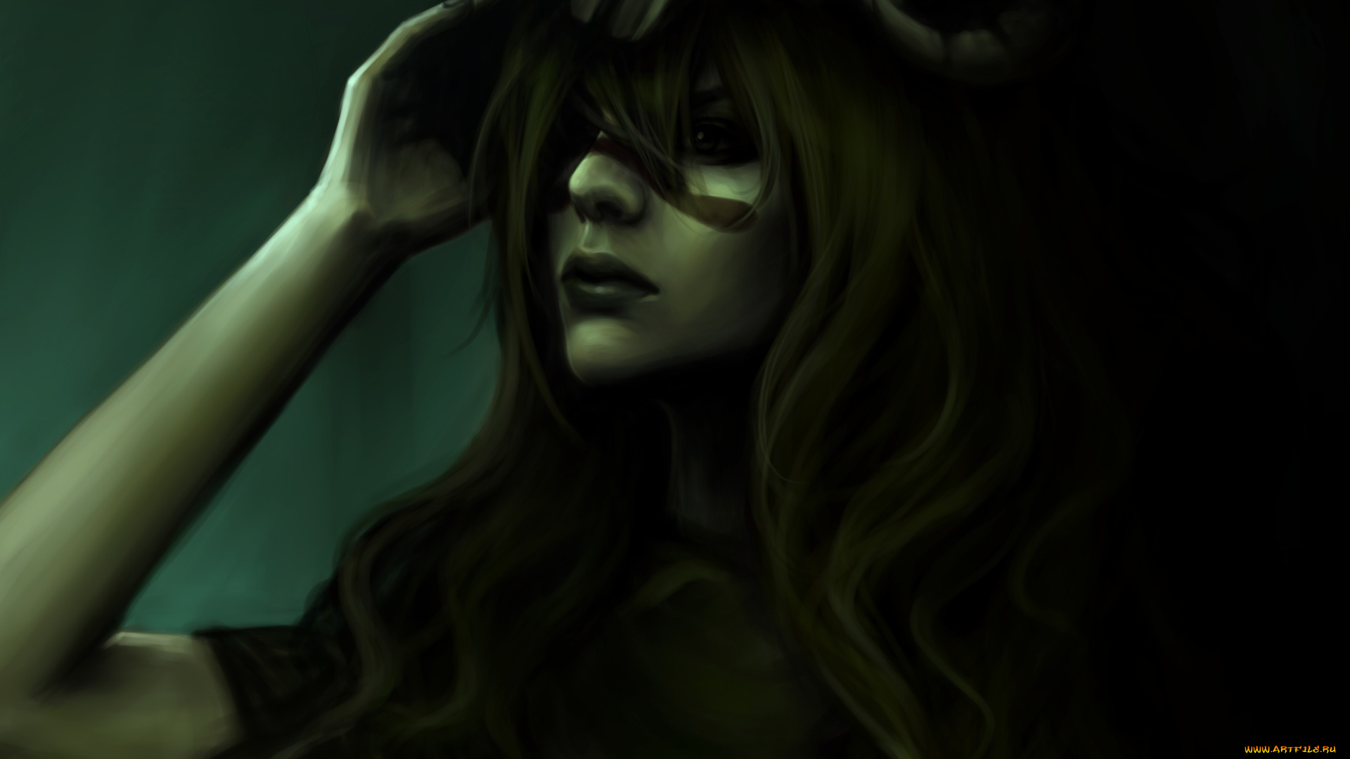 аниме, bleach, рука, nell, девушка, mochifin, арт, череп