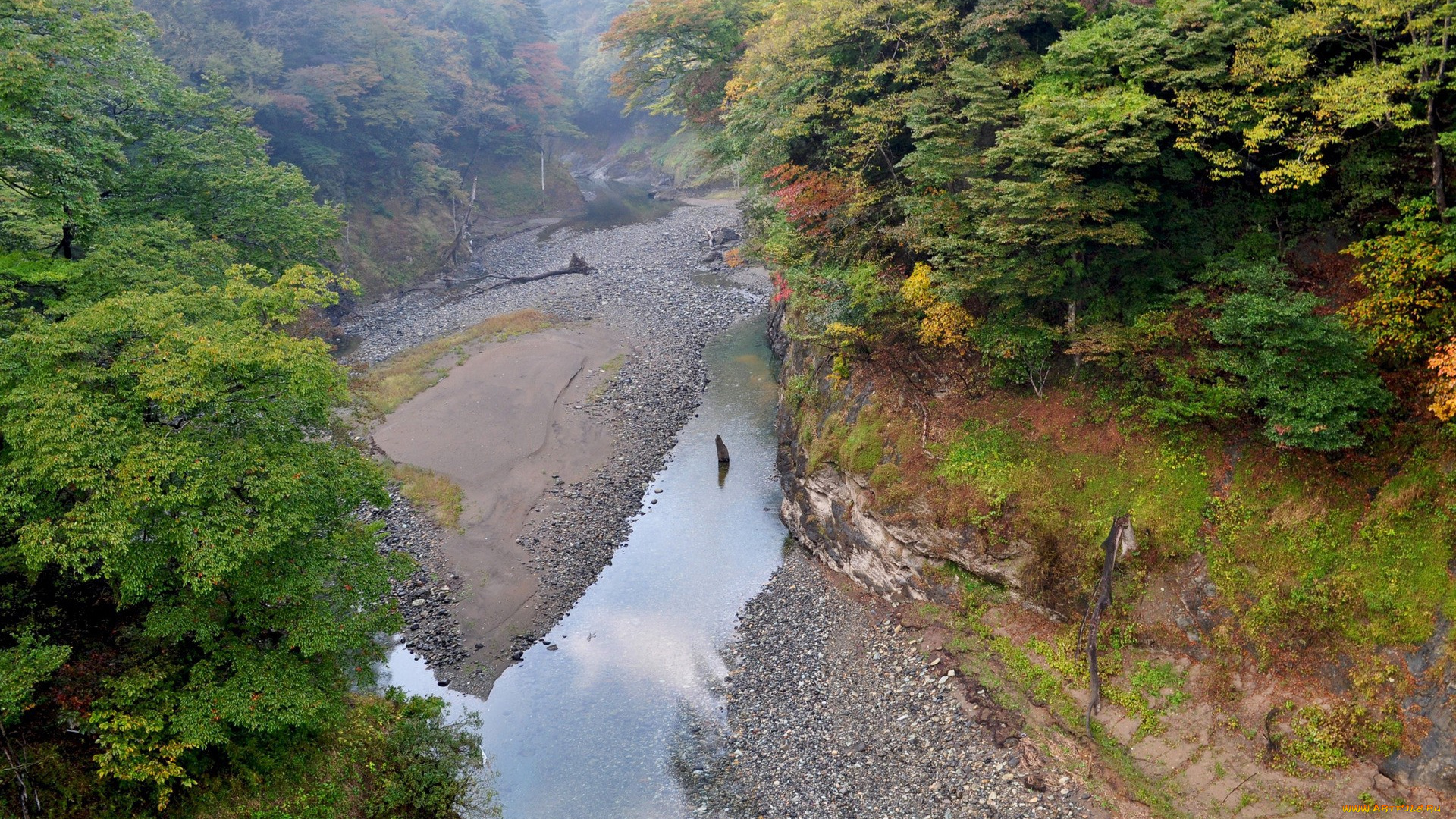 природа, реки, озера, деревья, галька, скалы, река, обрыв, овраг, песок, камни, лес, осень