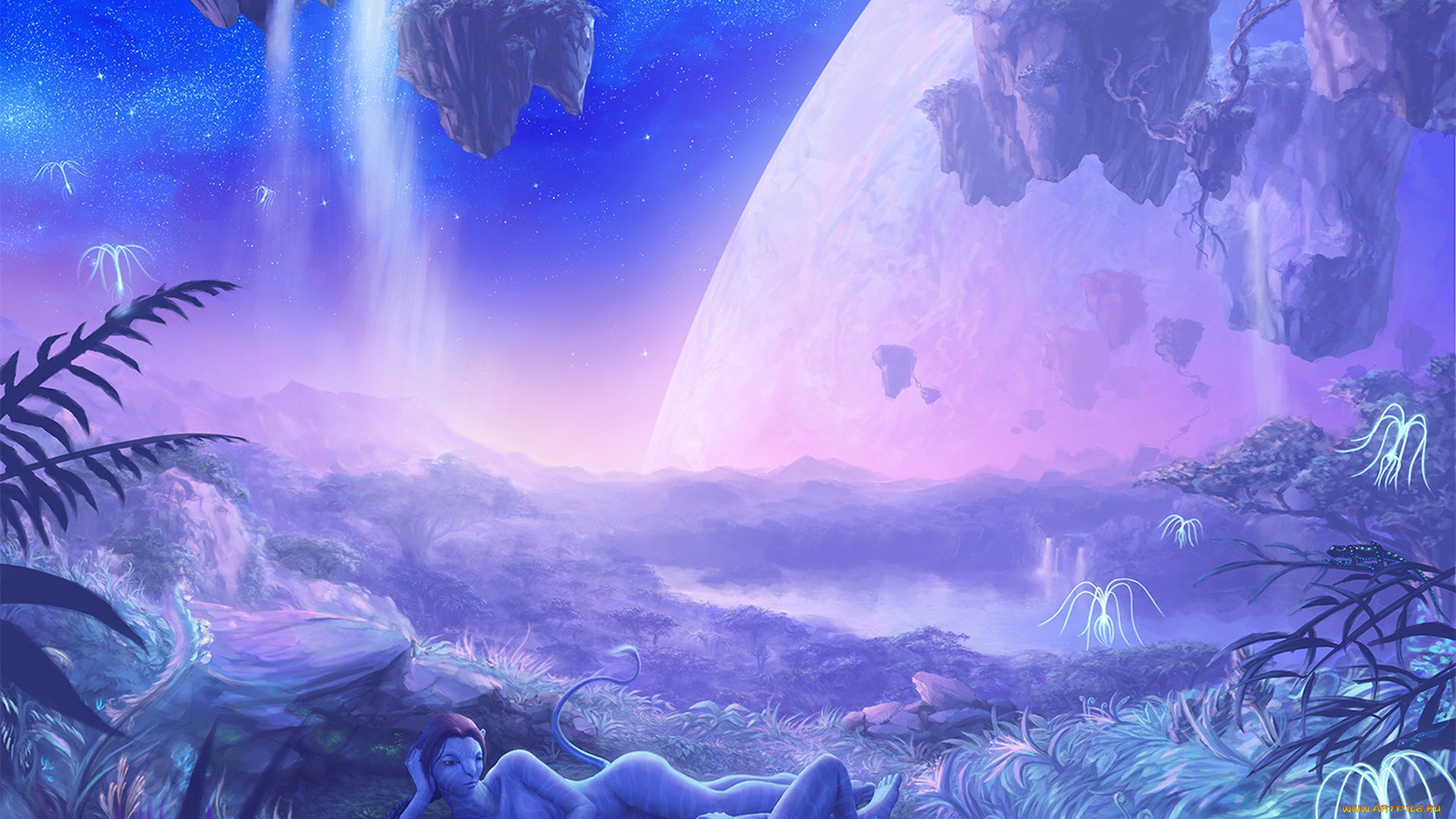 рисованные, кино, звезды, планета, природа, на'ви, девушка, мужчина, аватар