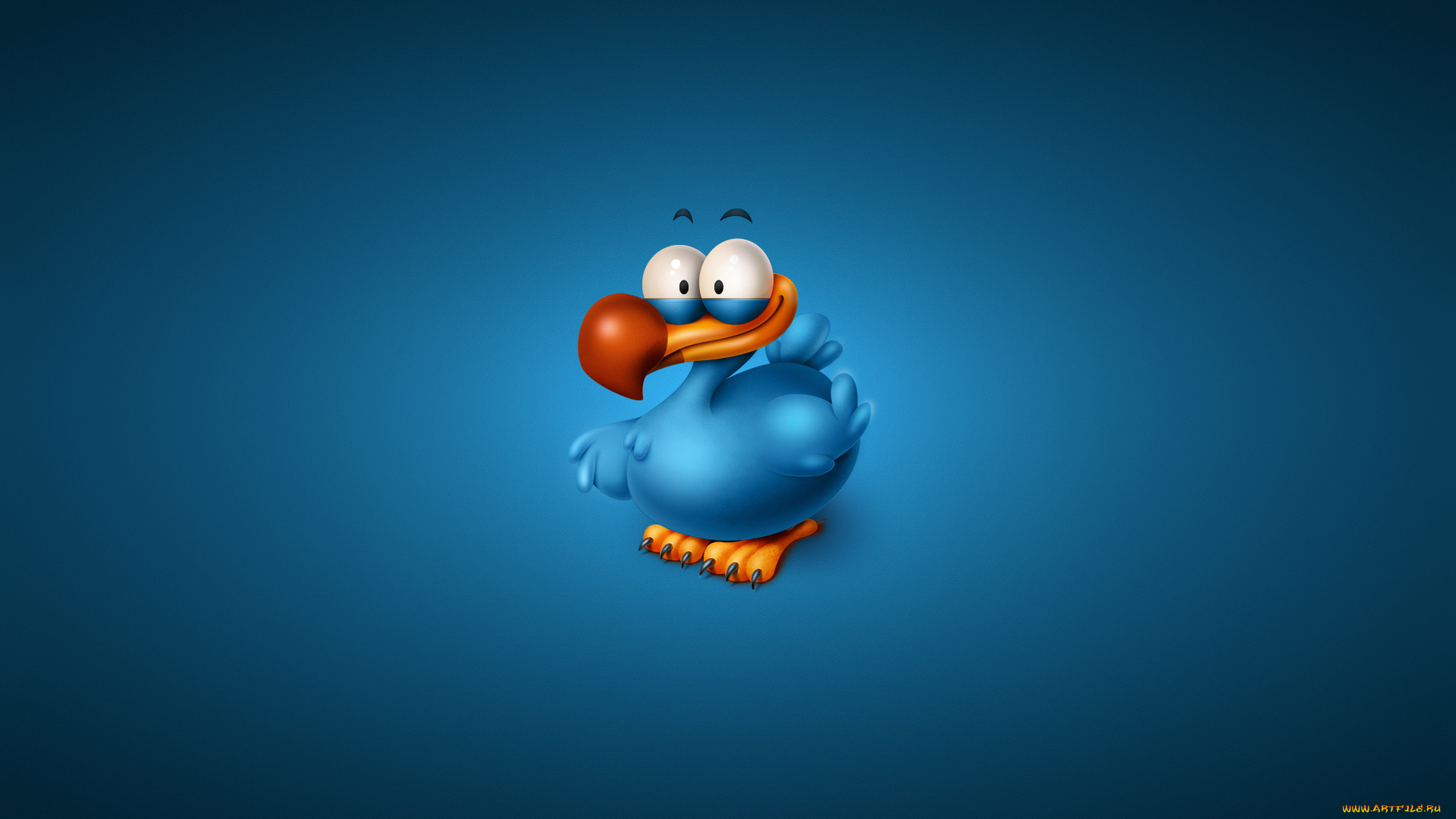 рисованные, минимализм, titto, the, dodo, синий, фон, птица