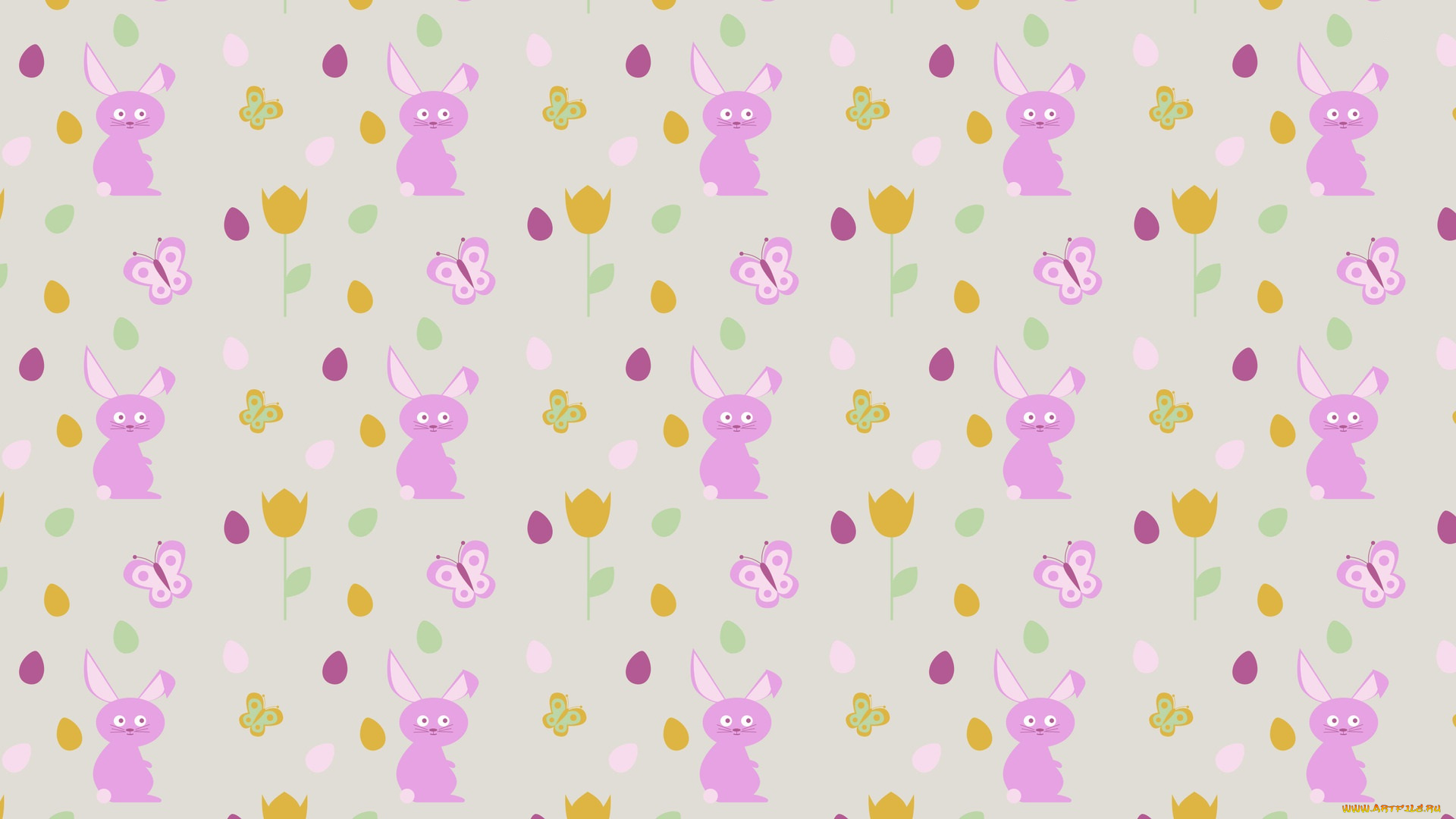векторная, графика, кролики, бабочки, цветы