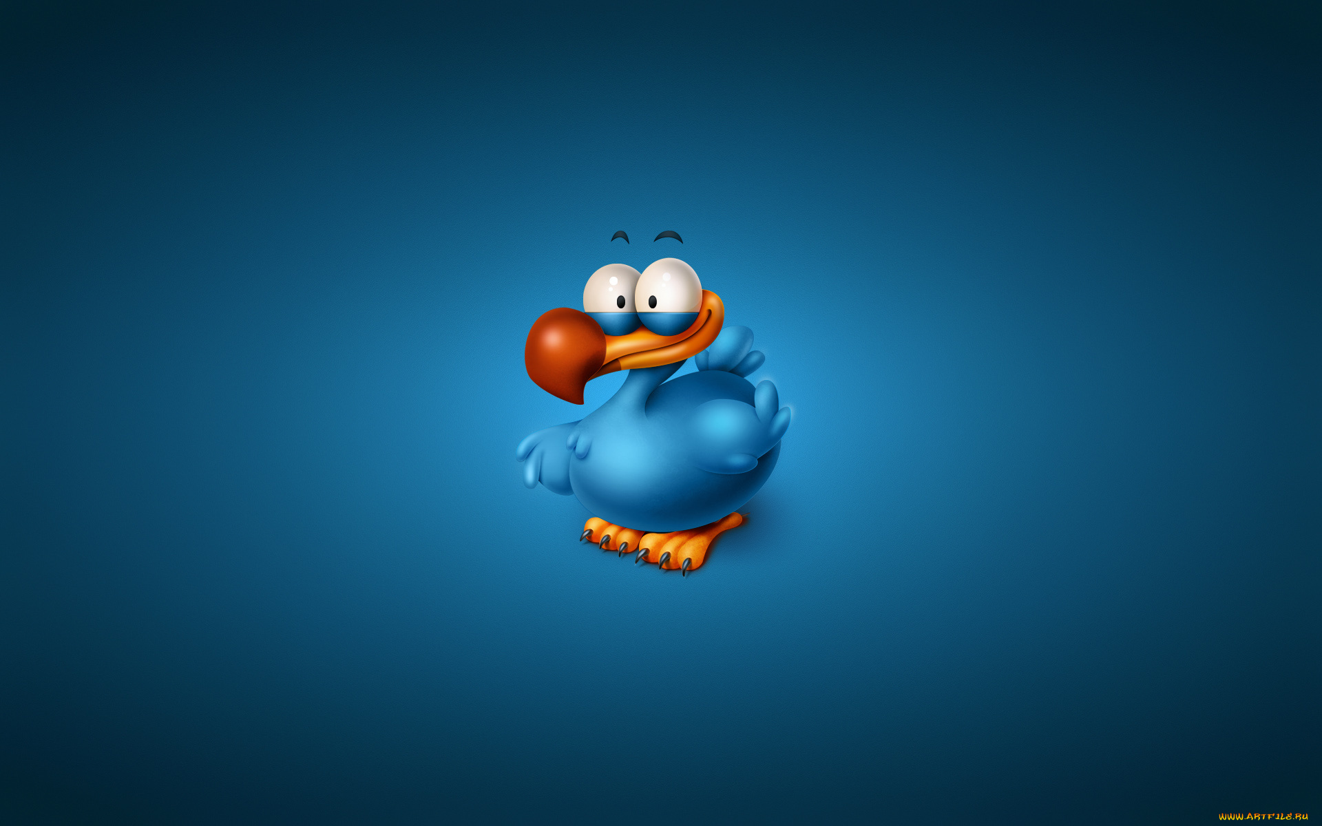 рисованные, минимализм, titto, the, dodo, синий, фон, птица