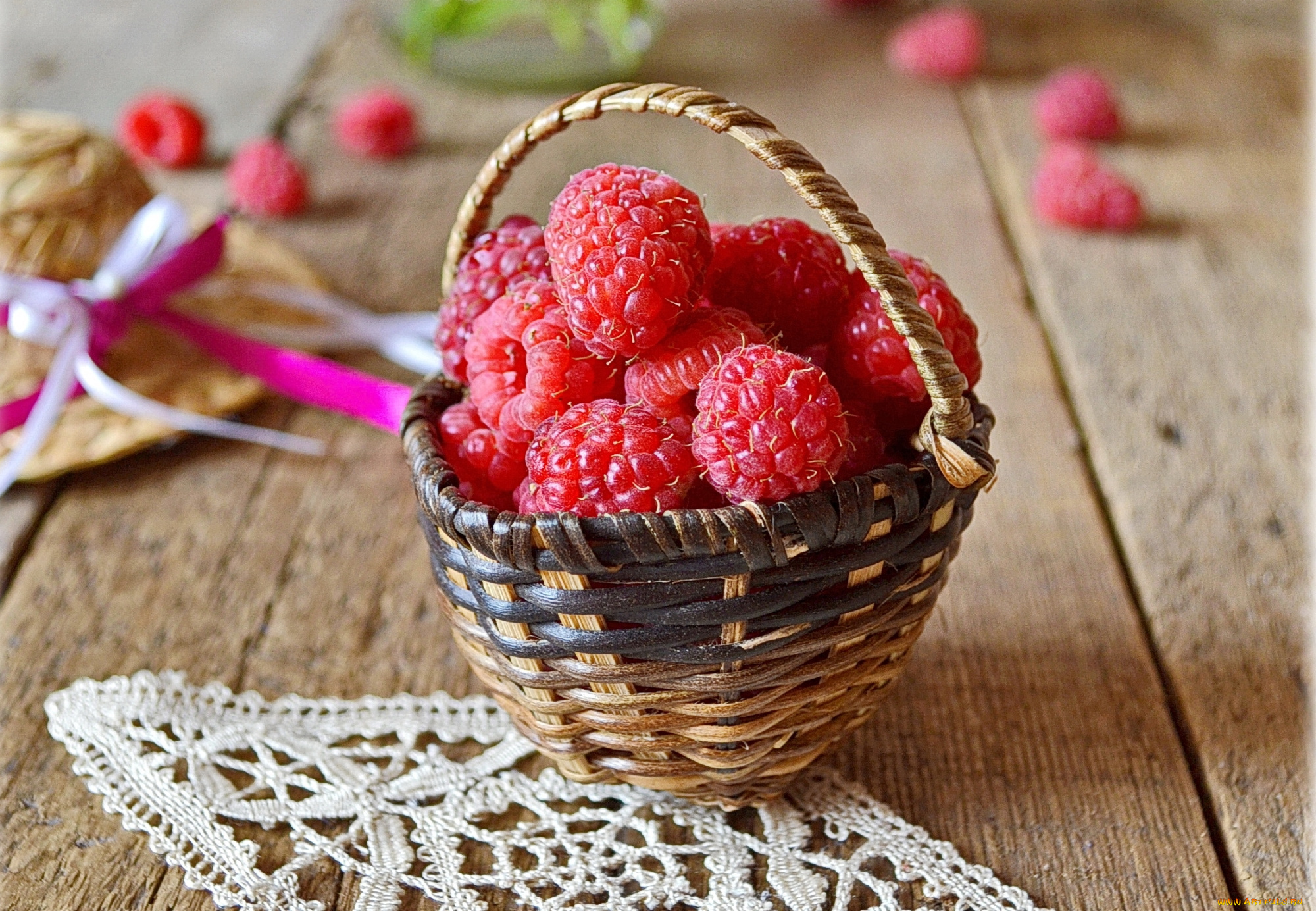 еда, малина, корзинка