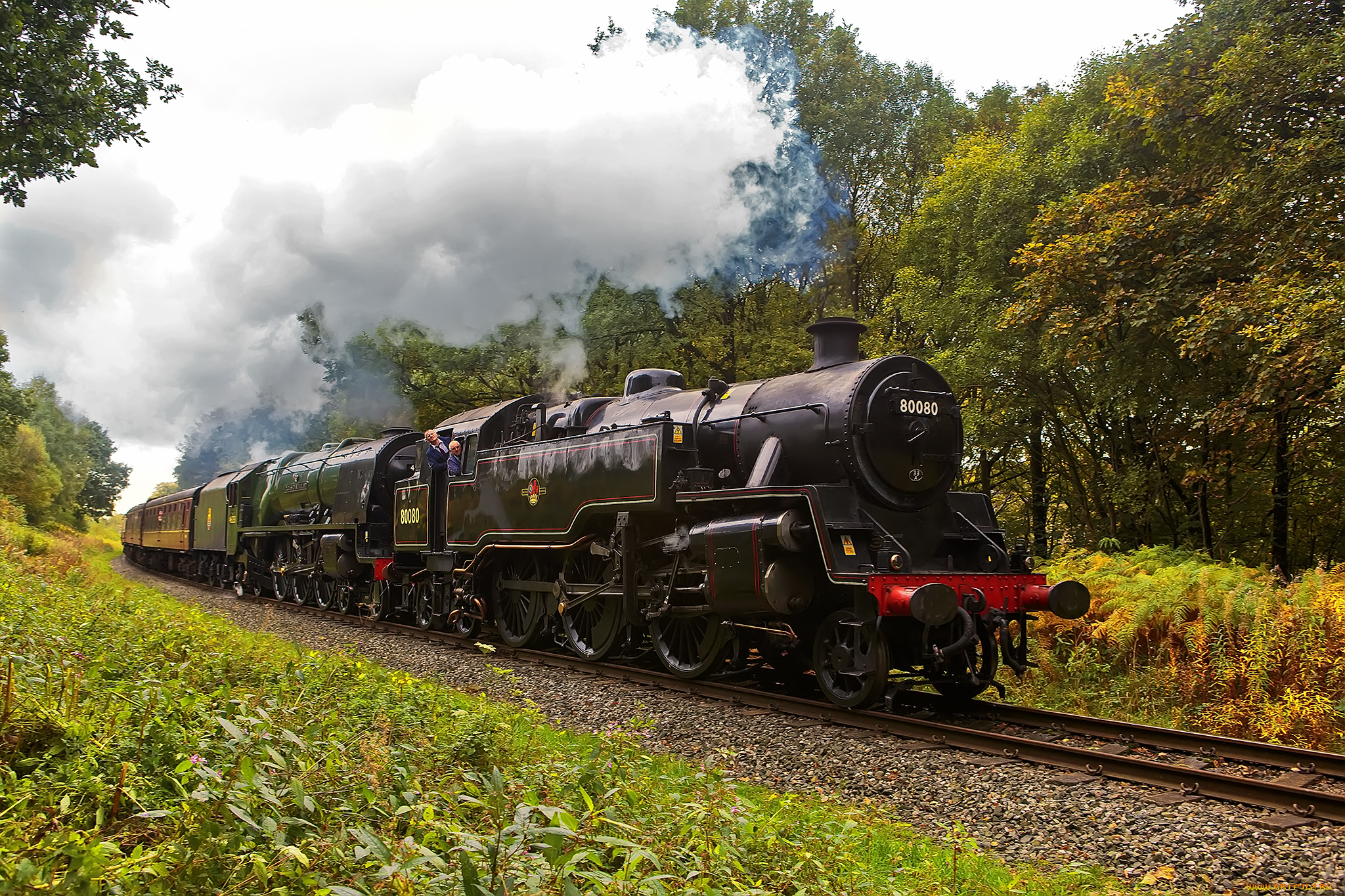 техника, паровозы, дорога, железная, состав, паровоз, рельсы