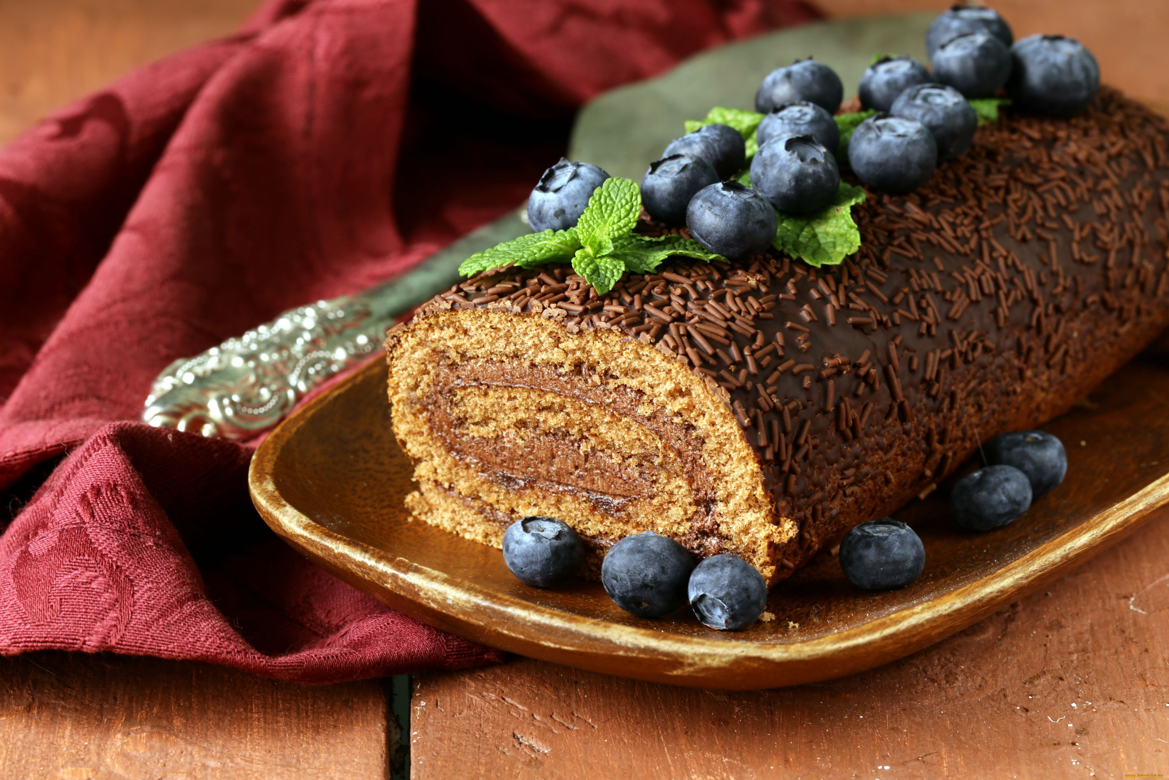 еда, пирожные, , кексы, , печенье, рулет, черника, ягоды