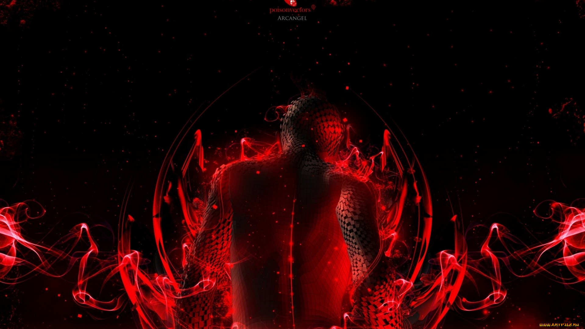 3д, графика, существа, , creatures, пространство, ленты, дым, существо, человек, спина