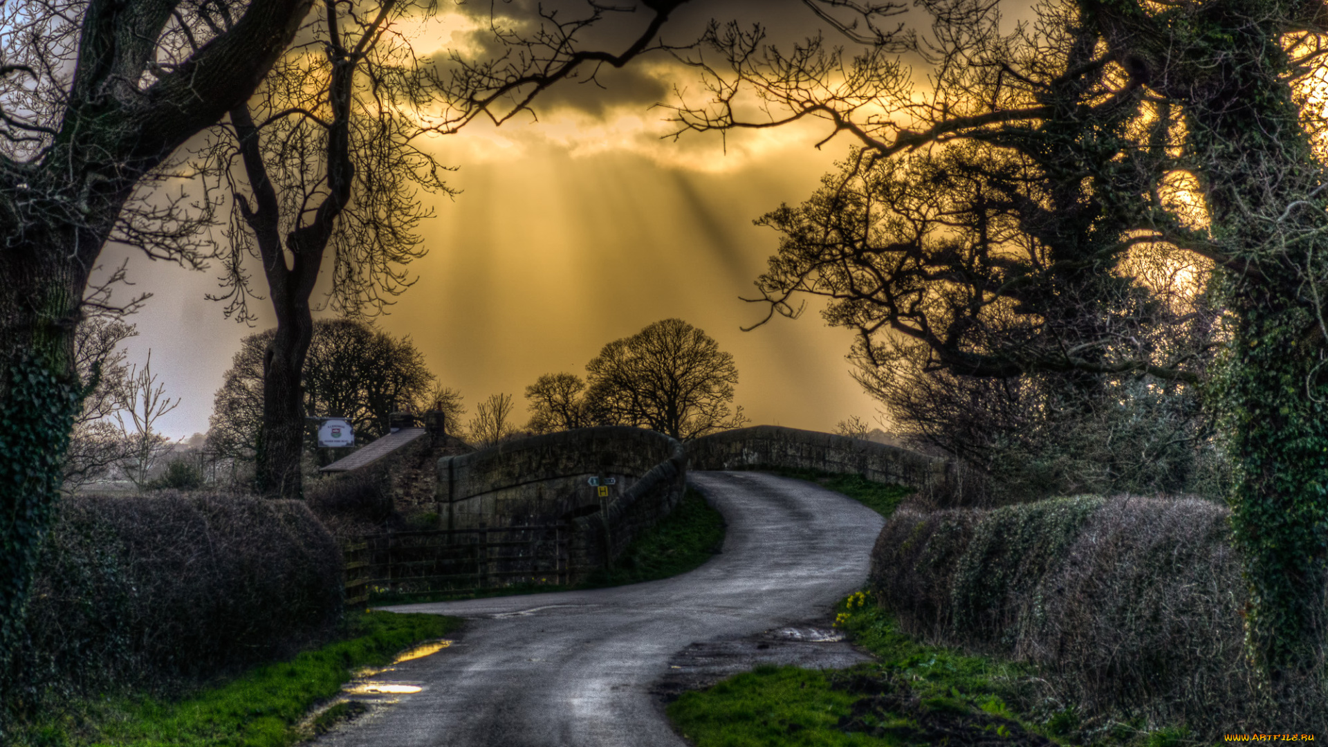 природа, дороги, шоссе, тучи, свет