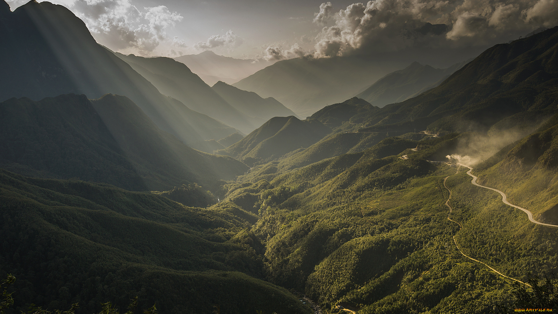 природа, горы, леса, свет, небо, холмы, склоны, вьетнам