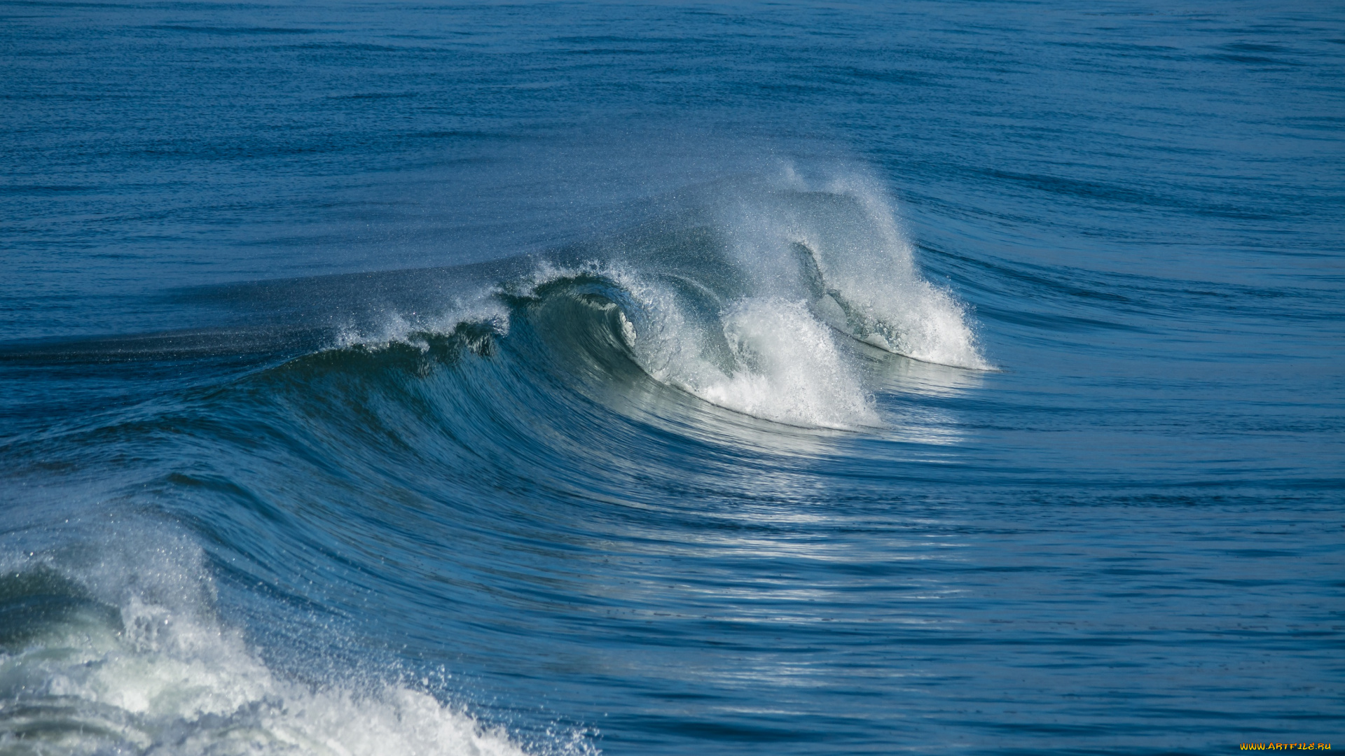 природа, вода, брызги, пена, волна, море, синий, капли