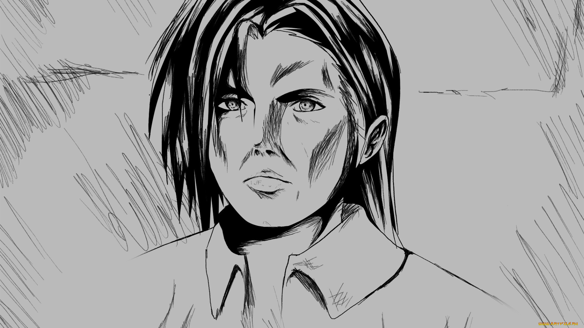 рисованное, люди, лицо, фон