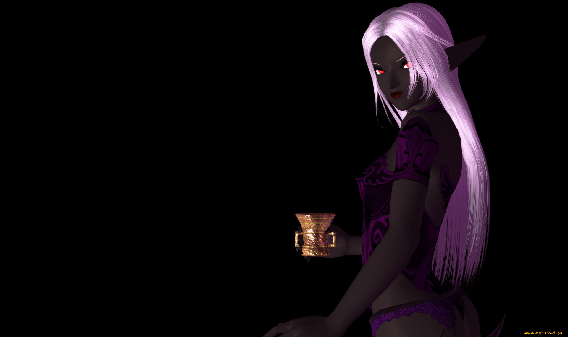 3д, графика, эльфы, , elves, чаша, фон, эльфийка, взгляд