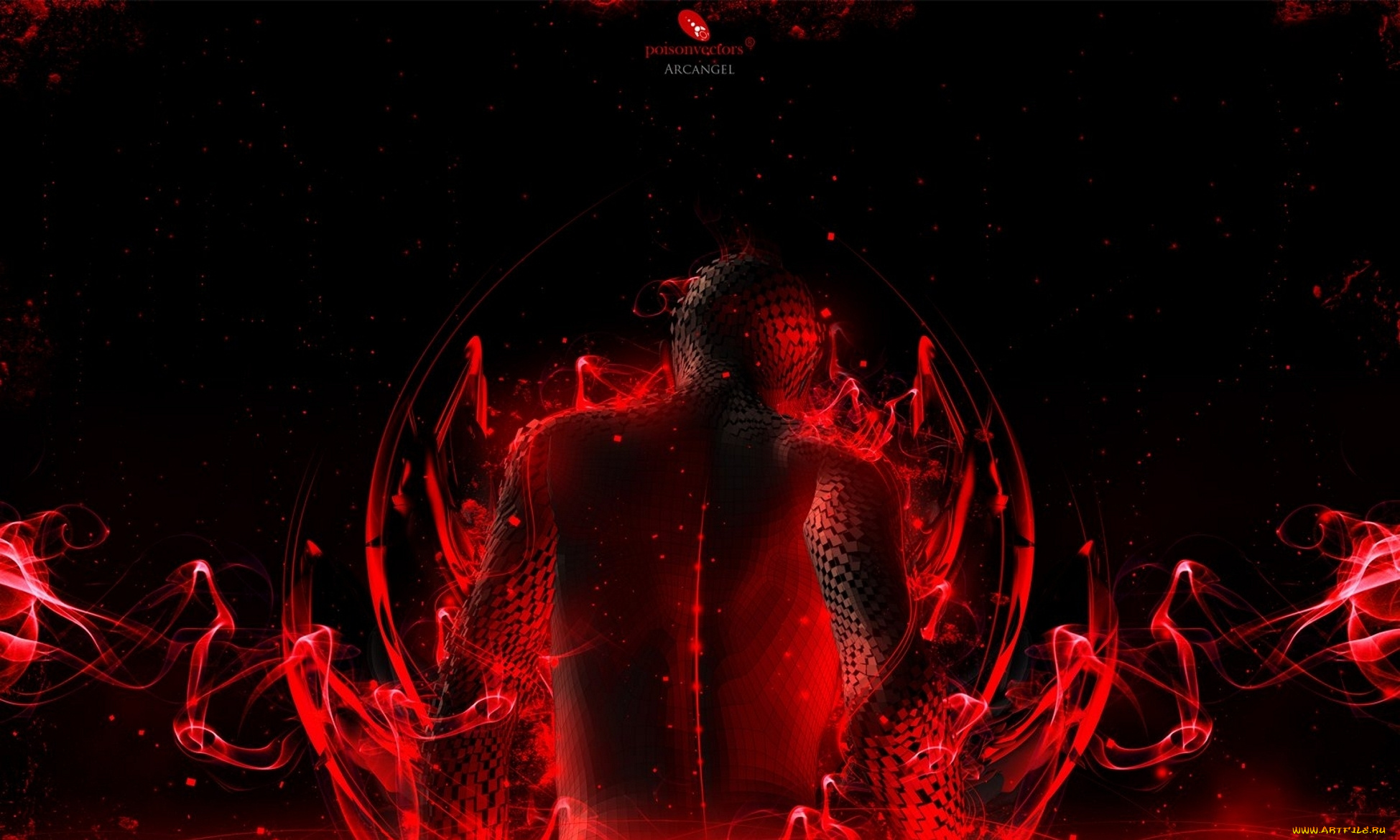 3д, графика, существа, , creatures, пространство, ленты, дым, существо, человек, спина