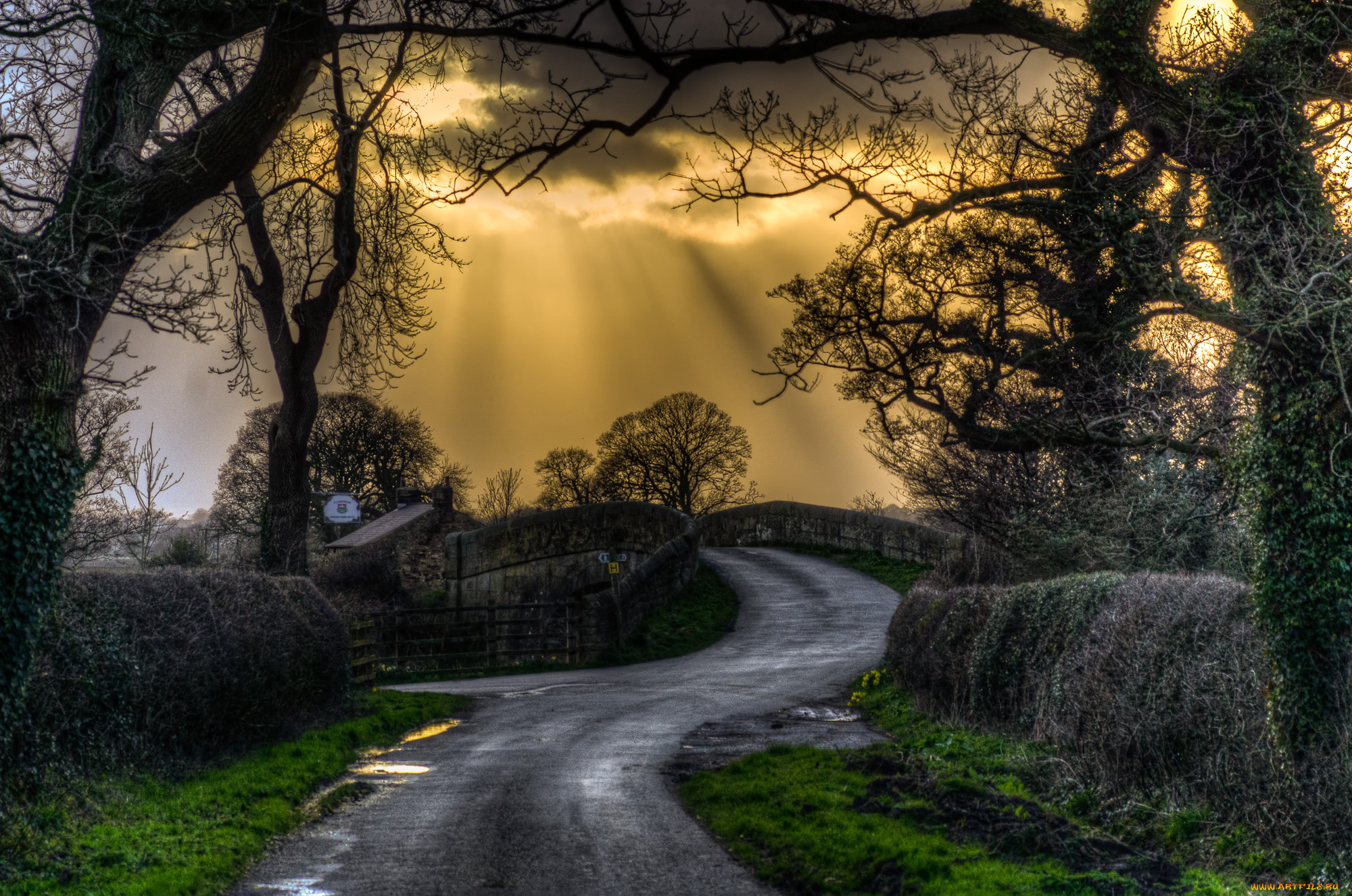 природа, дороги, шоссе, тучи, свет