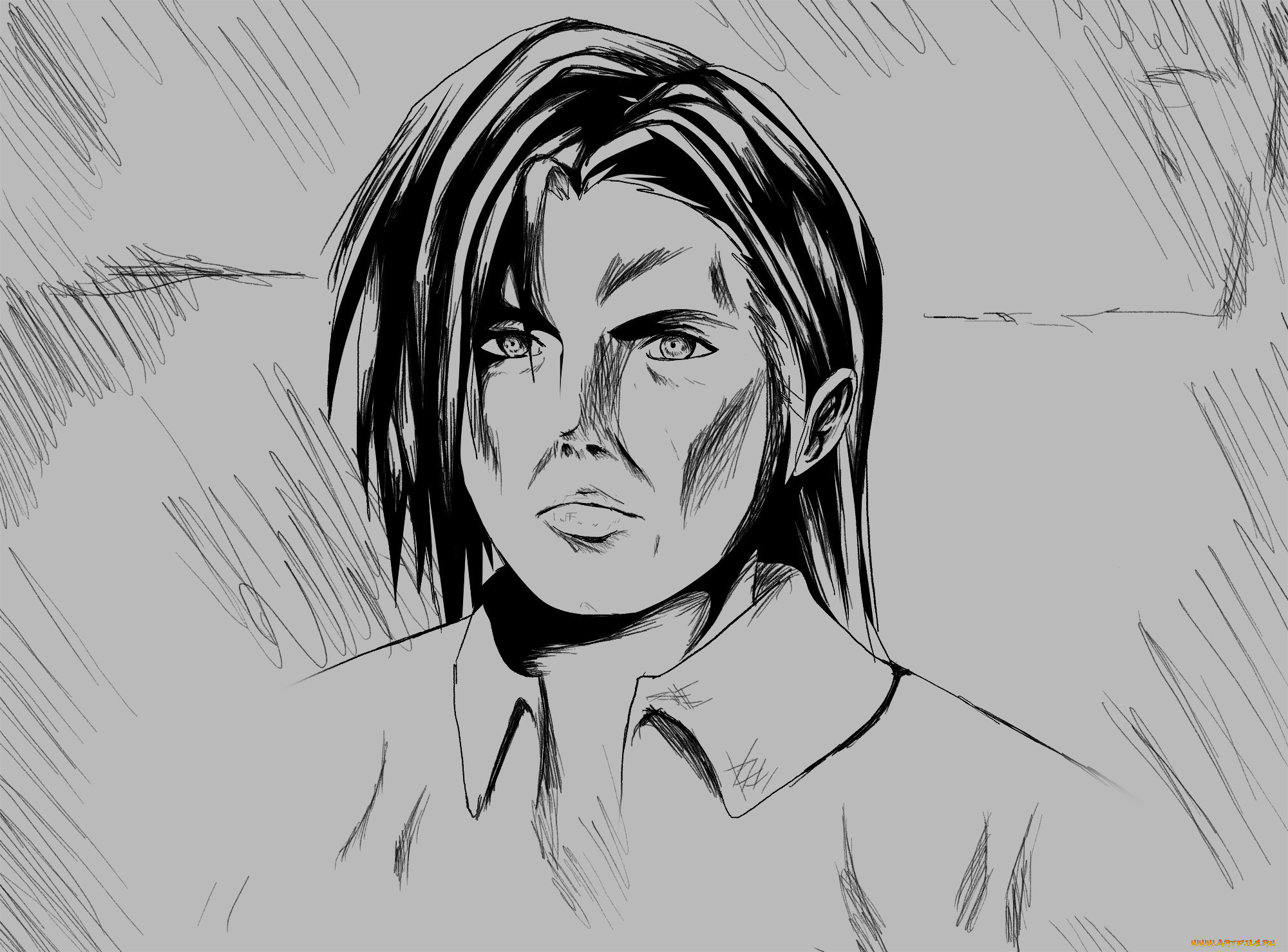 рисованное, люди, лицо, фон