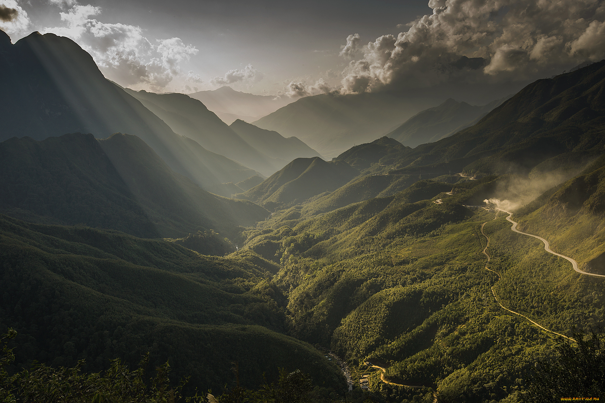 природа, горы, леса, свет, небо, холмы, склоны, вьетнам