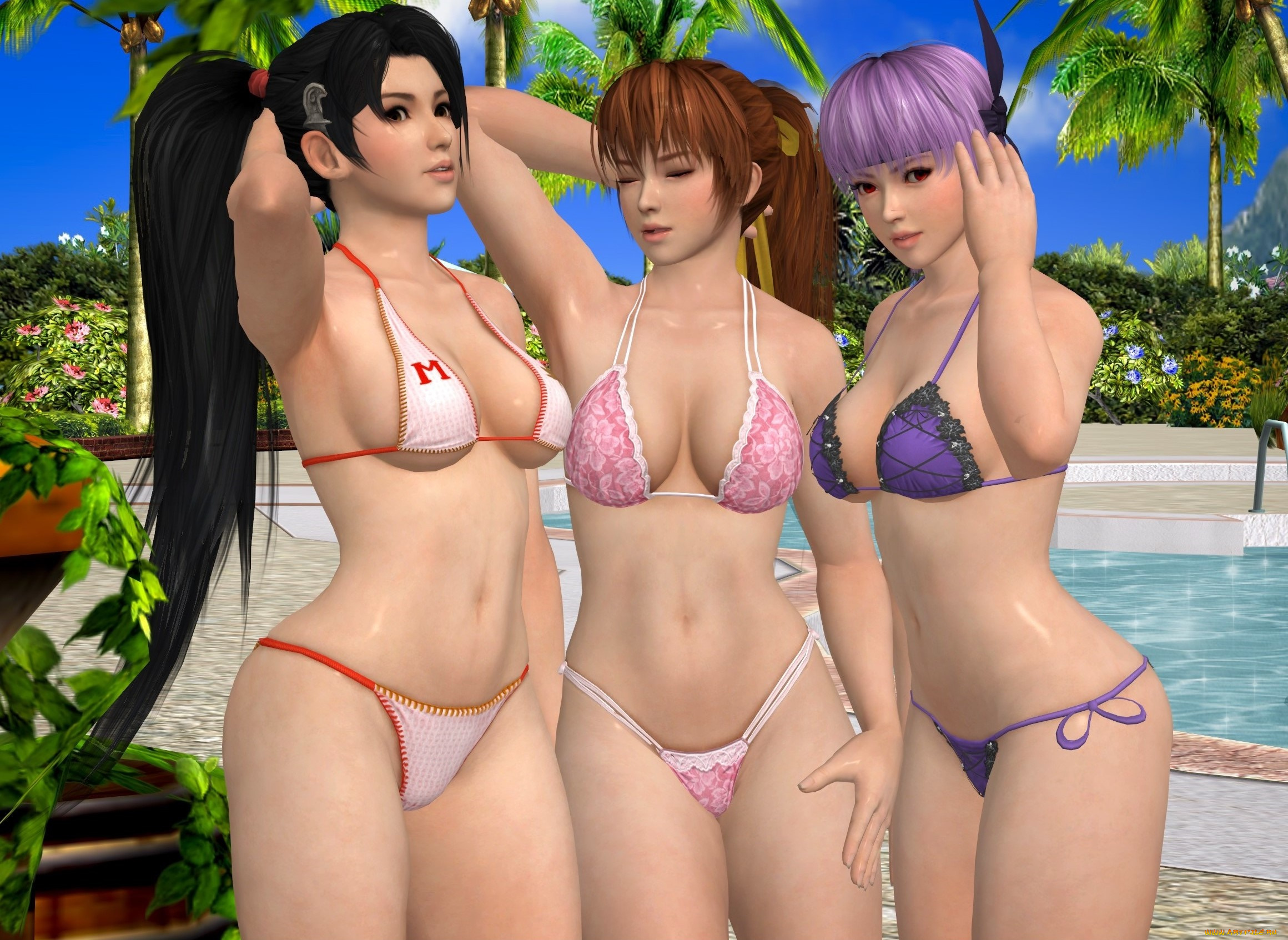 3д, графика, аниме, , anime, фон, взгляд, девушки