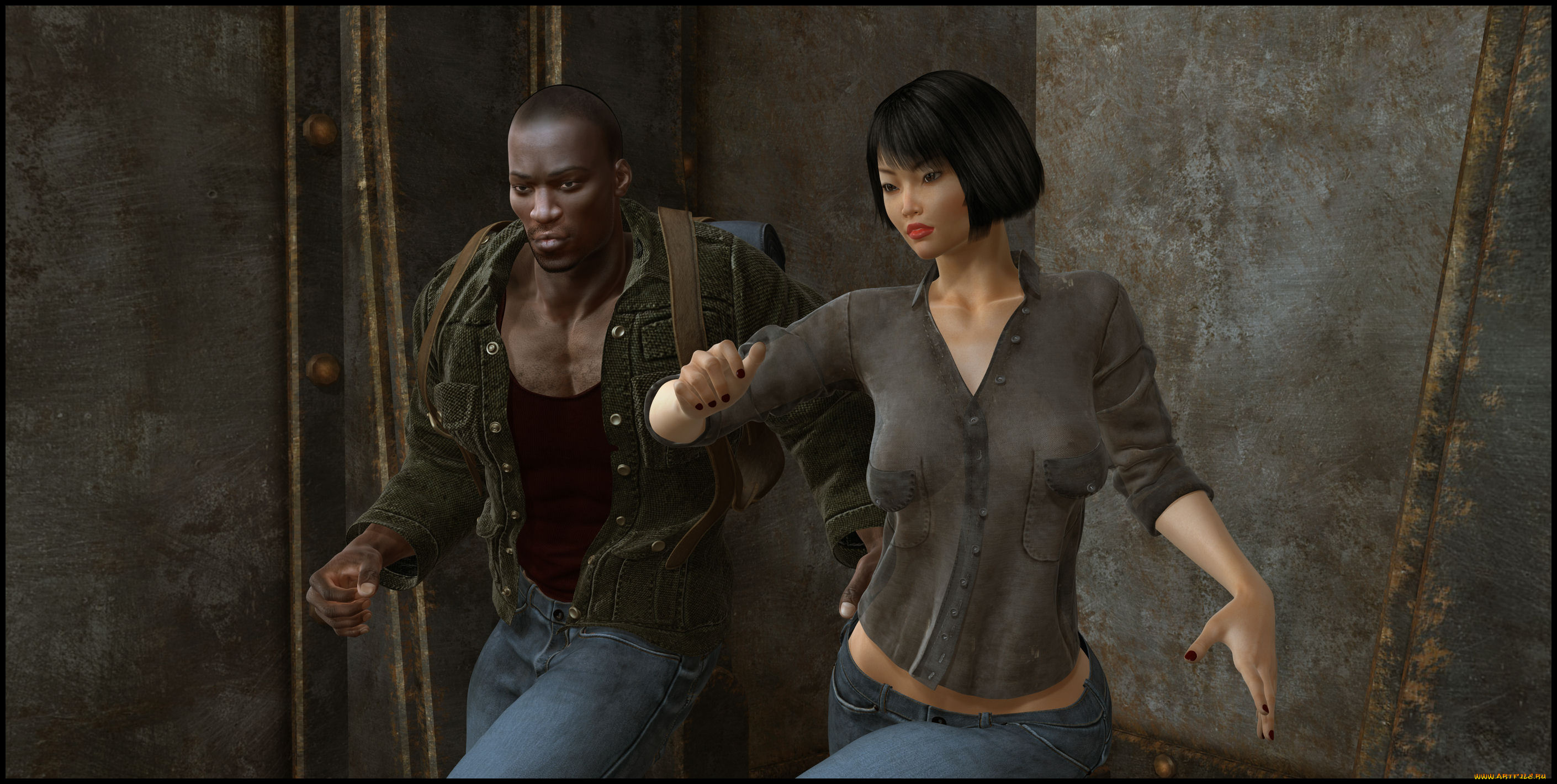 3д, графика, люди, , people, девушка, парень, фон, взгляд