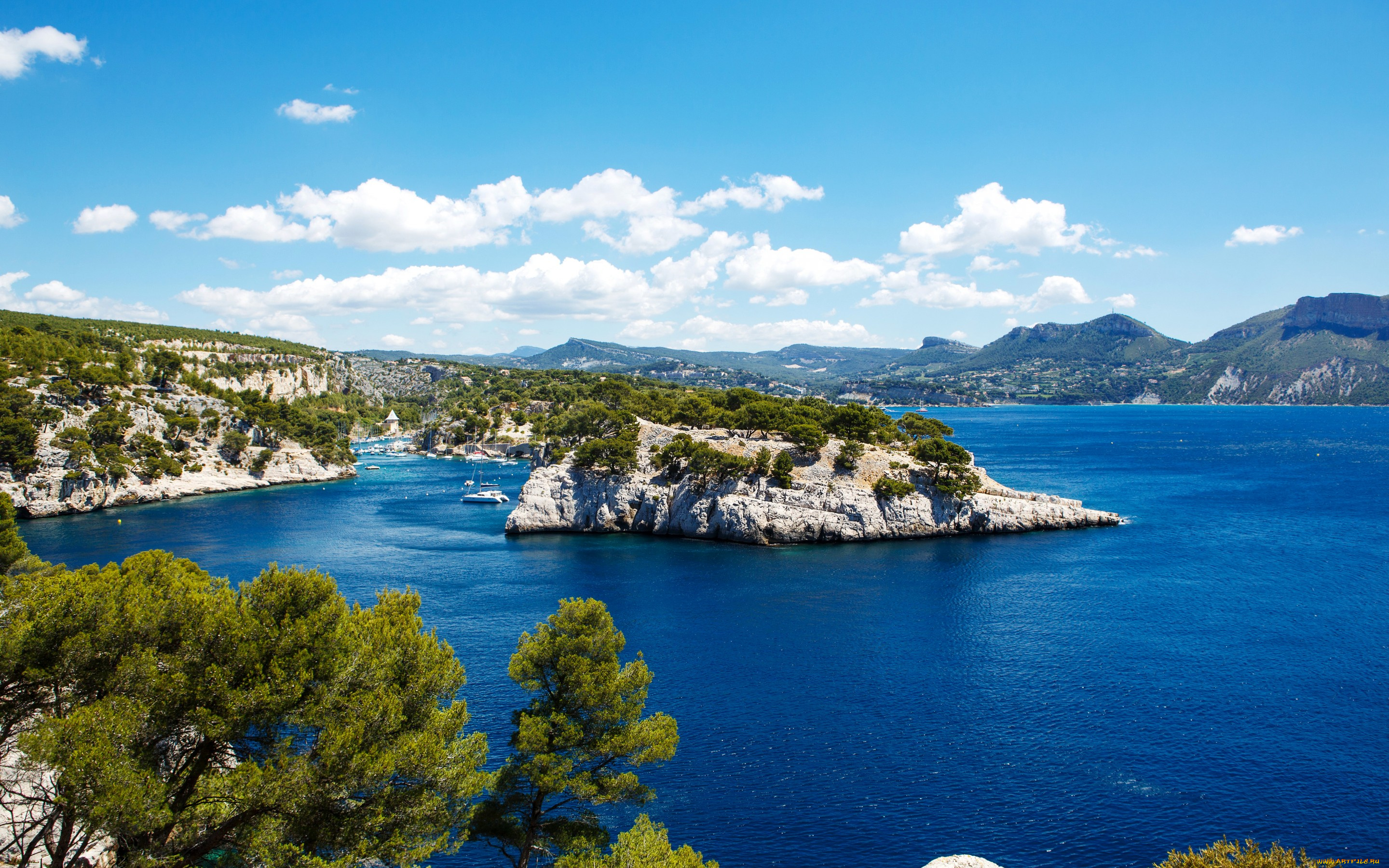 природа, побережье, скалы, берег, marseille, франция, море, катера, лодки, бухта