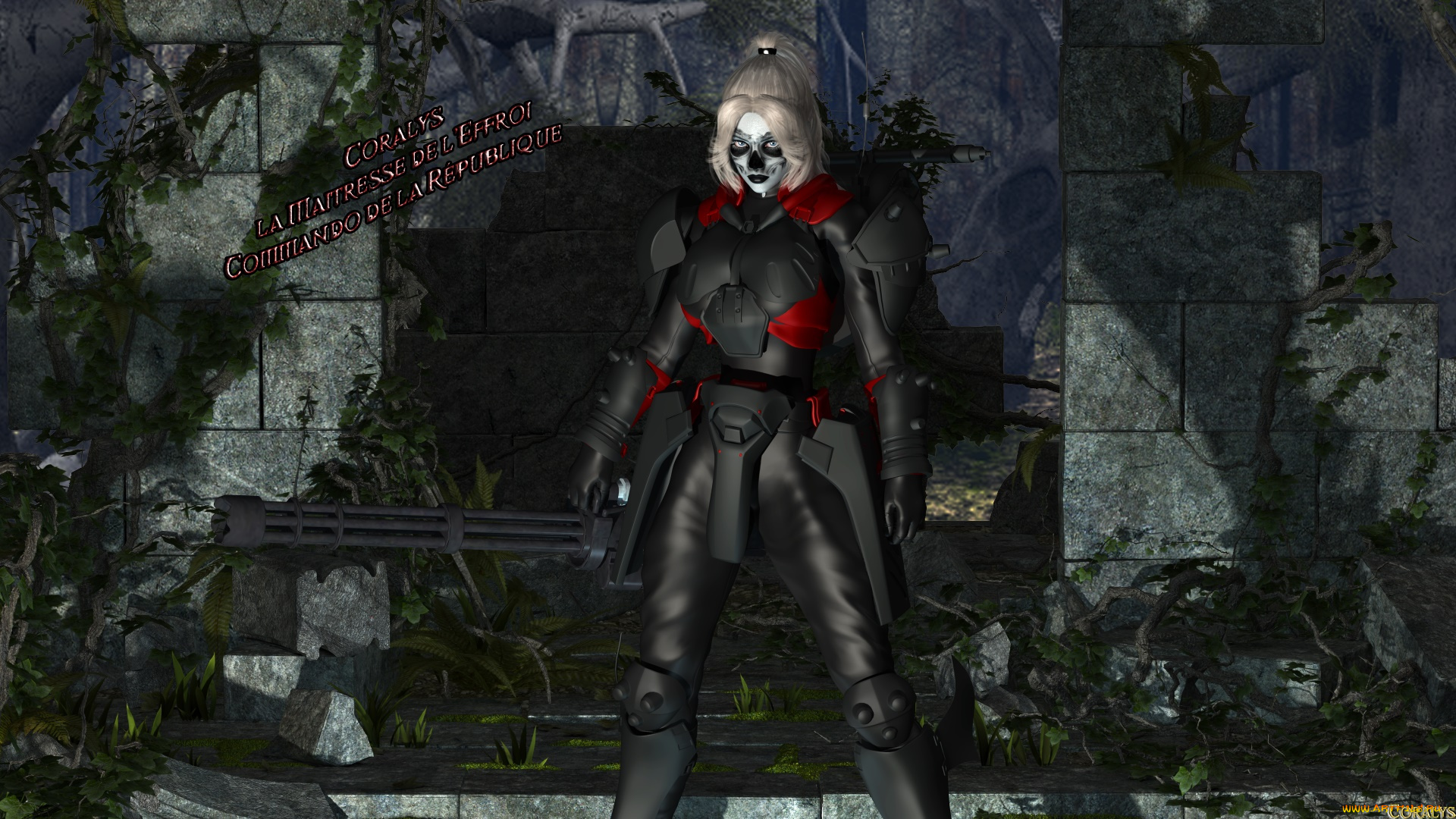 3д, графика, фантазия, , fantasy, взгляд, девушка, оружие, фон