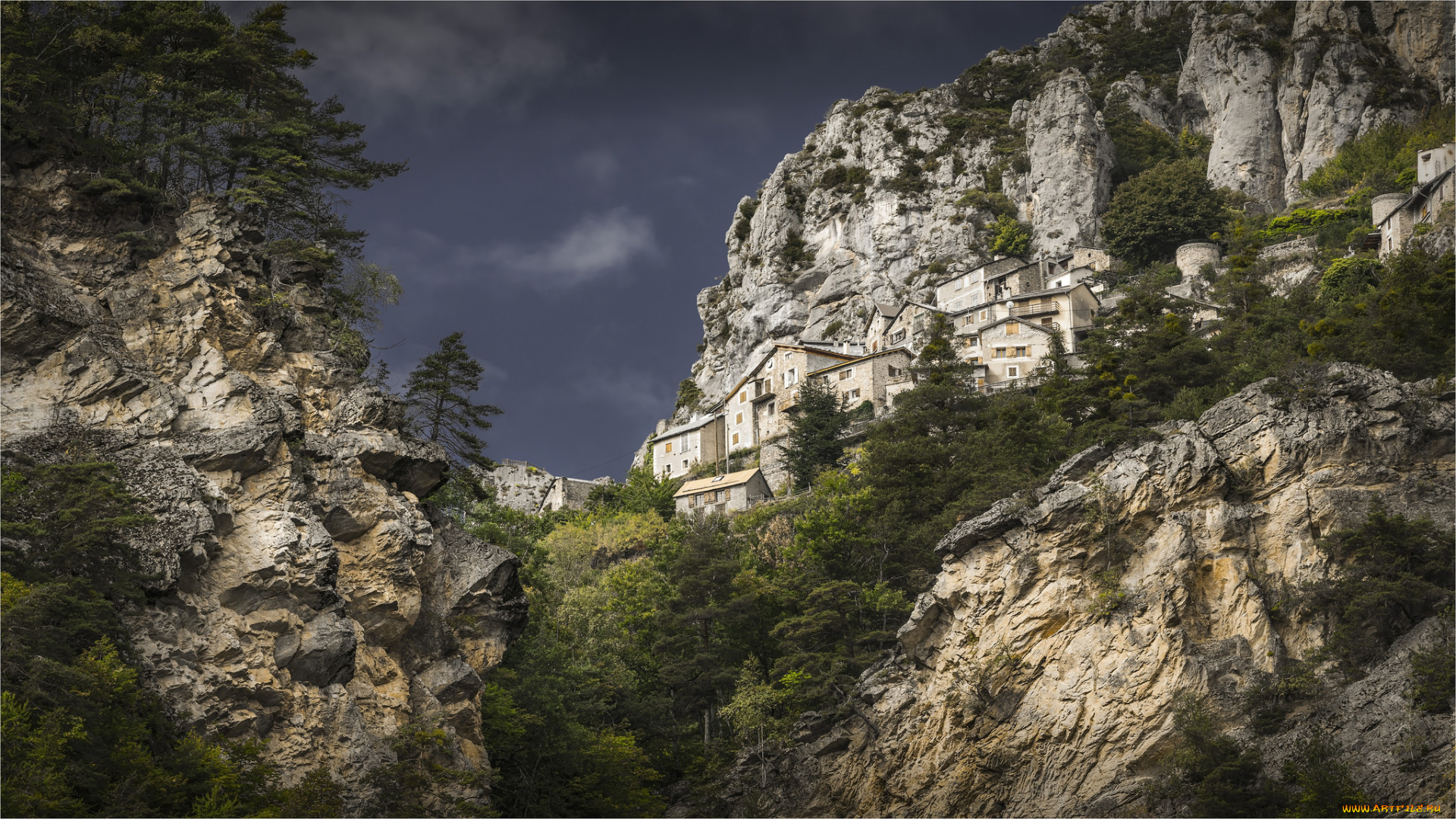 города, -, пейзажи, ущелье