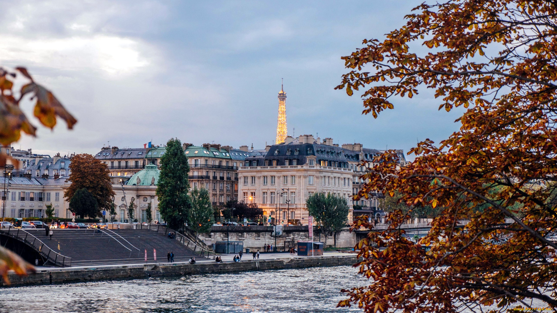 города, париж, , франция, набережная, река