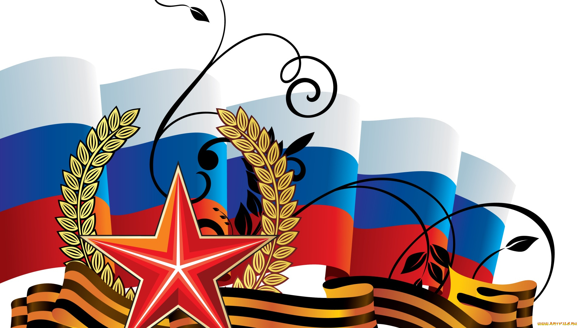 праздничные, день, защитника, отечества, лента, звезда