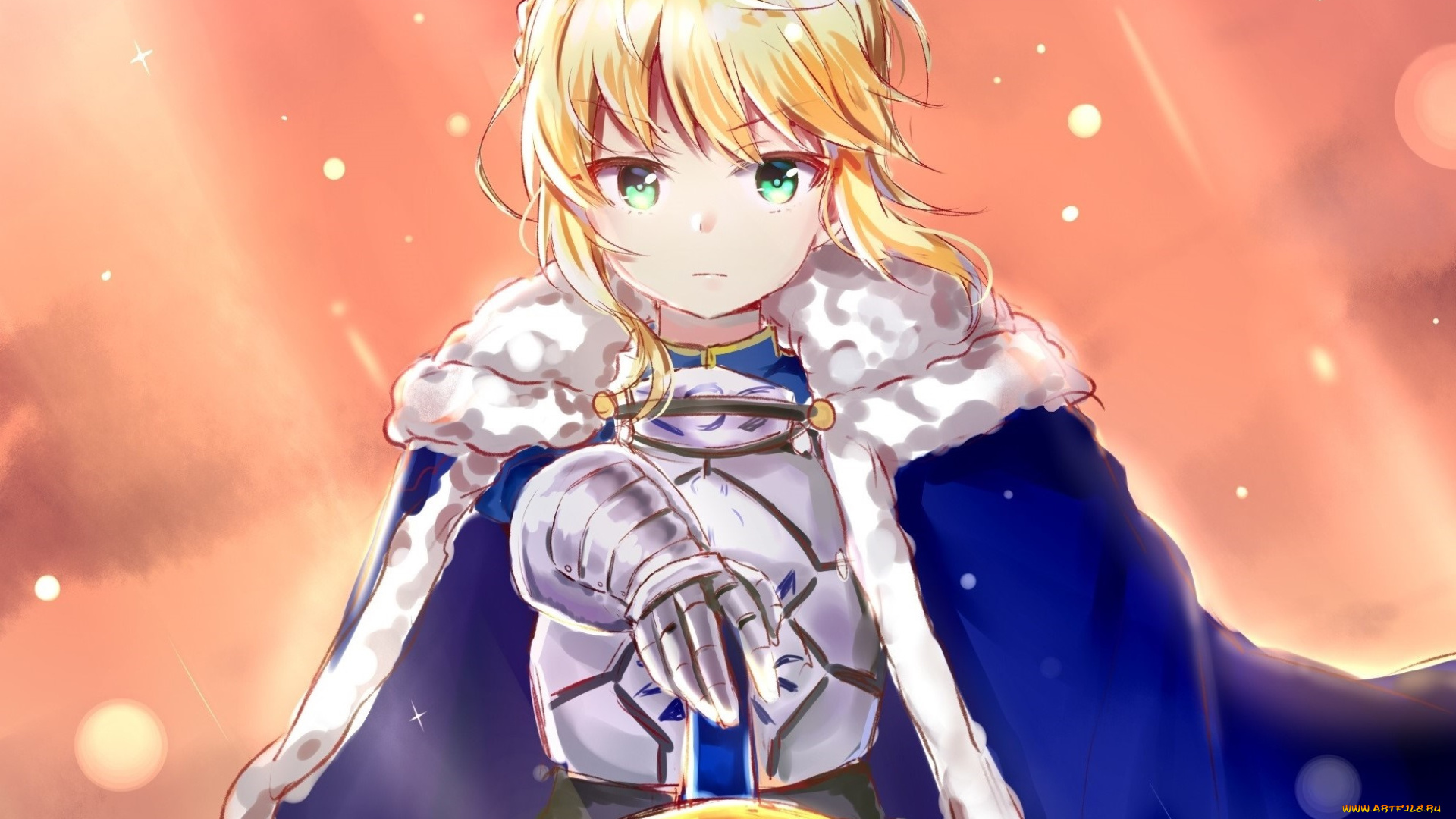 аниме, fate, stay, night, девушка, фон, взгляд