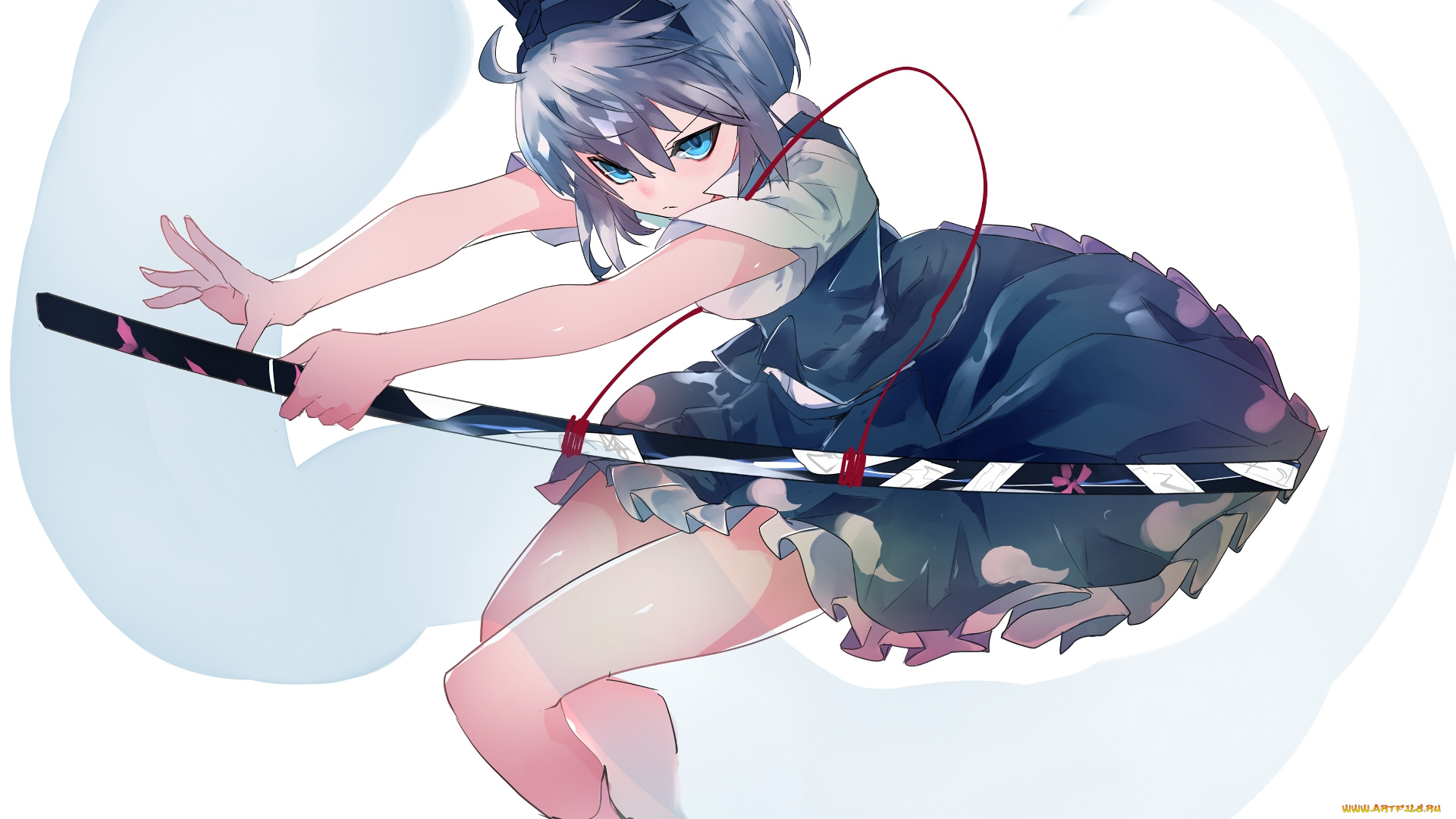 аниме, touhou, девушка, взгляд, фон