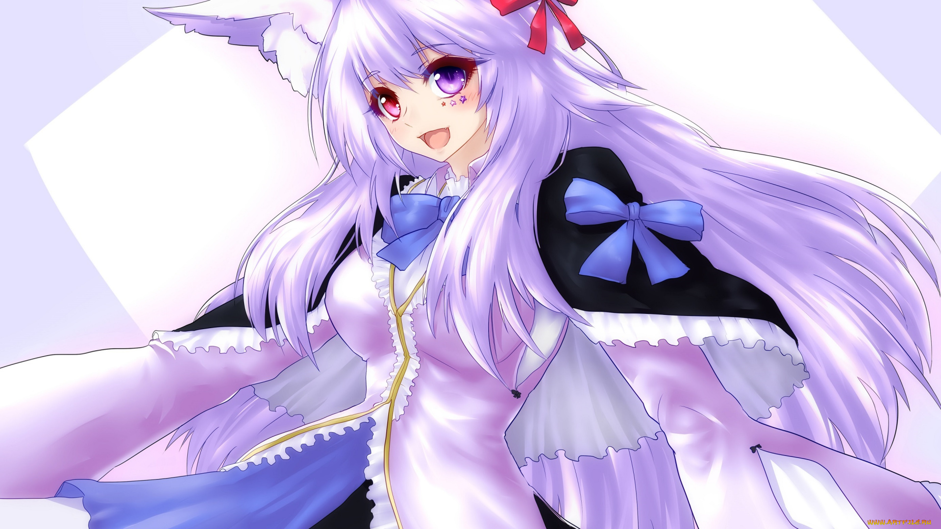 аниме, животные, , существа, девушка, фон, взгляд