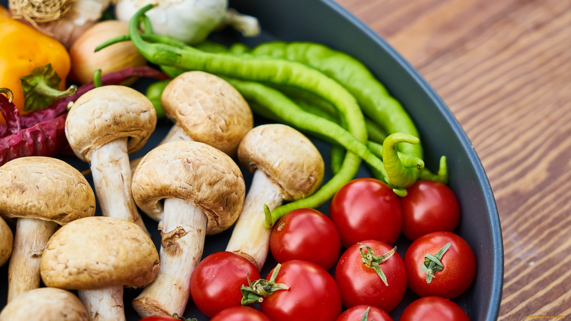 еда, овощи, помидоры, томаты, грибы, перец