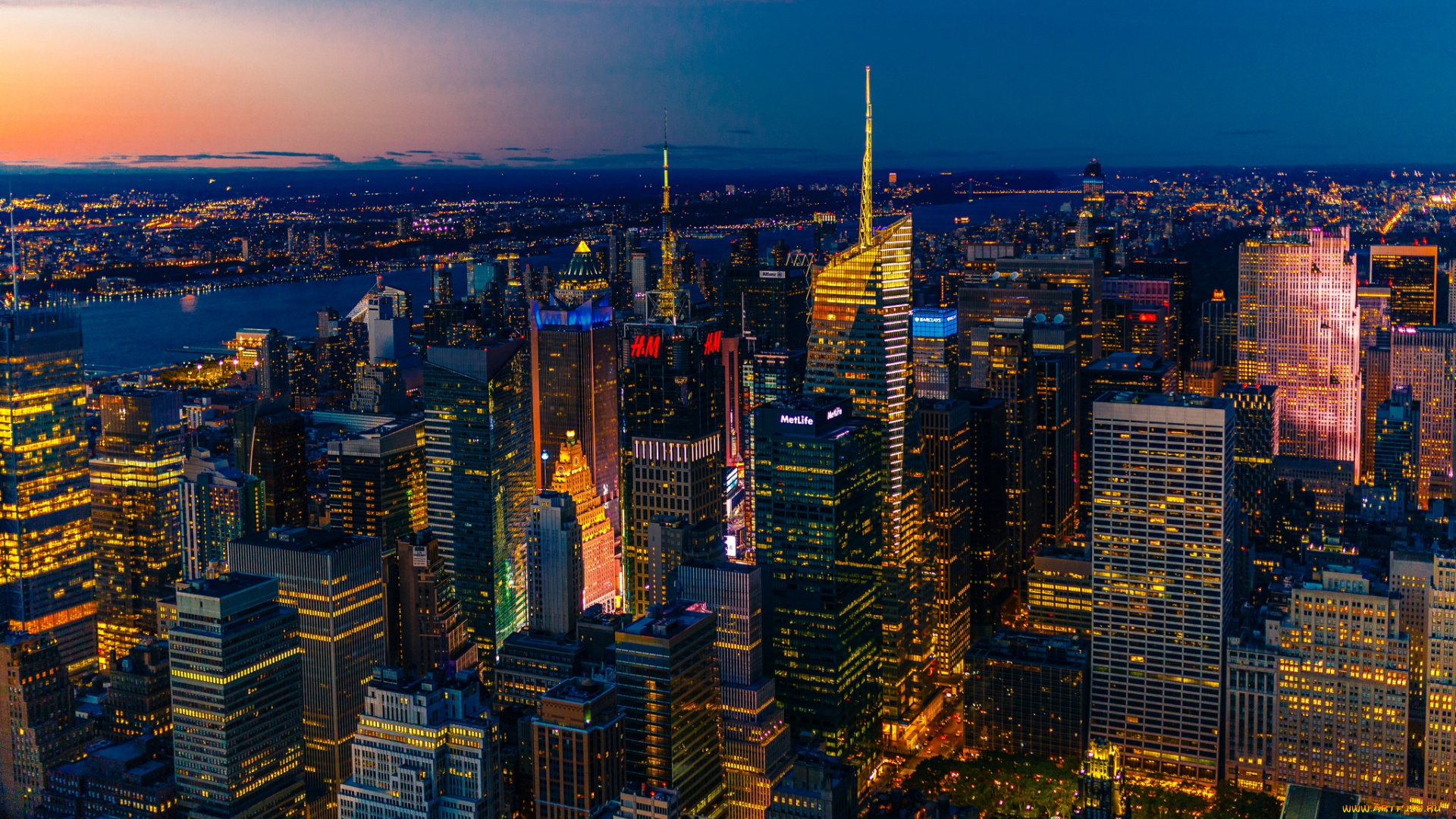 города, нью-йорк, , сша, панорама, вид, нью-йорк, город