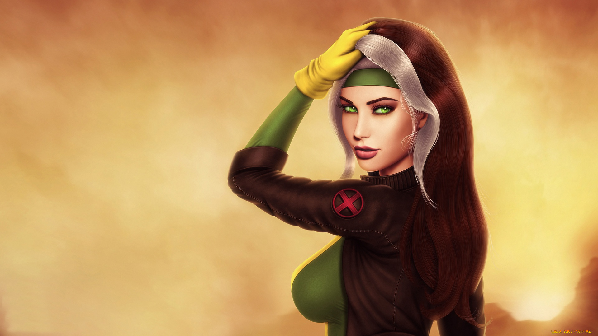 рисованное, комиксы, красота, rogue, волосы, девушка, marvel, comics, лицо, x-men, грудь, anna, marie