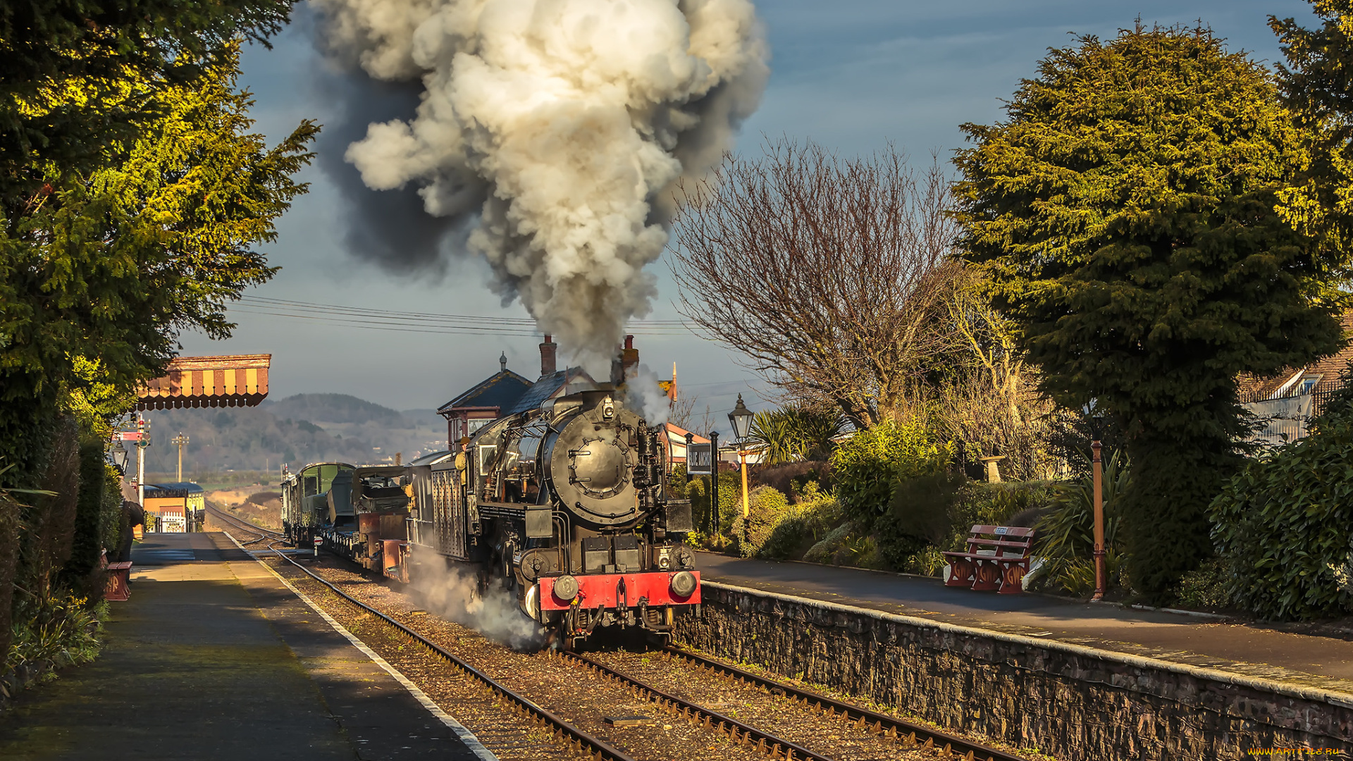 техника, паровозы, локомотив, состав