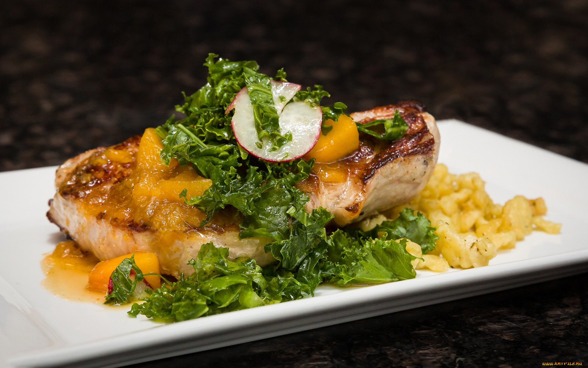 еда, рыбные, блюда, , с, морепродуктами, снедь