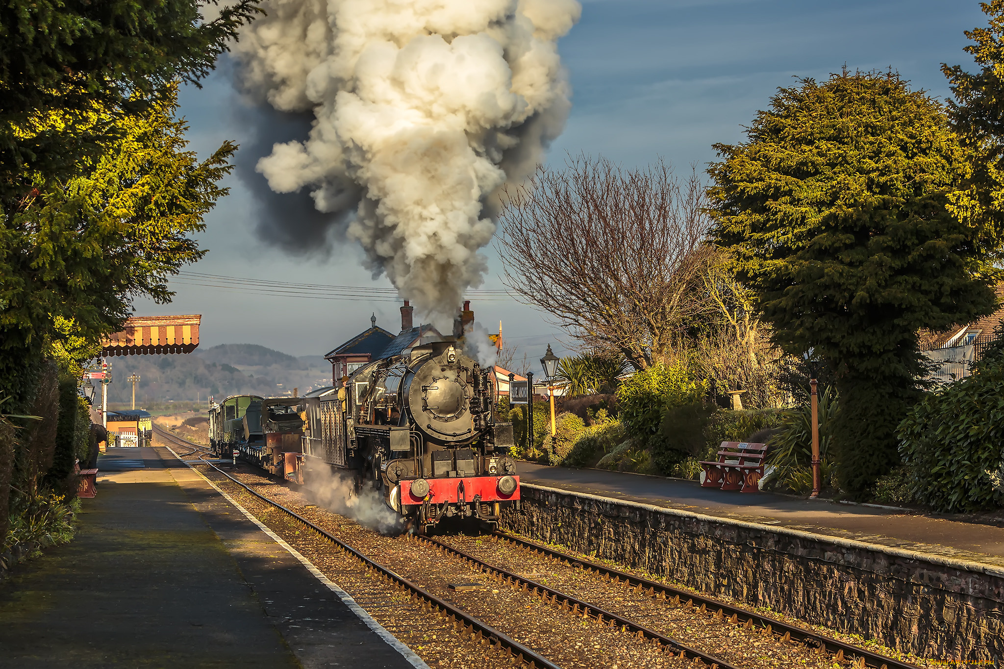 техника, паровозы, локомотив, состав