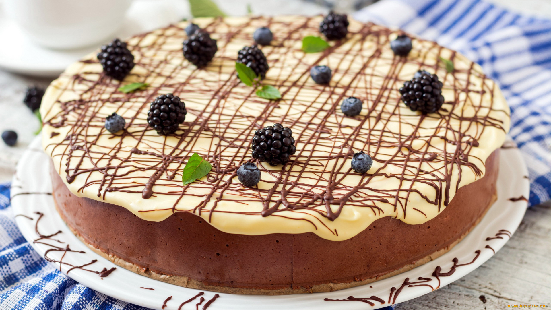 еда, торты, ежевика, черника, глазурь, торт