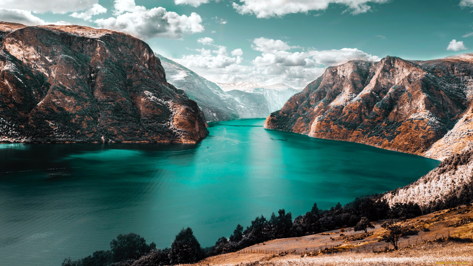 природа, реки, озера, горы, облака, река