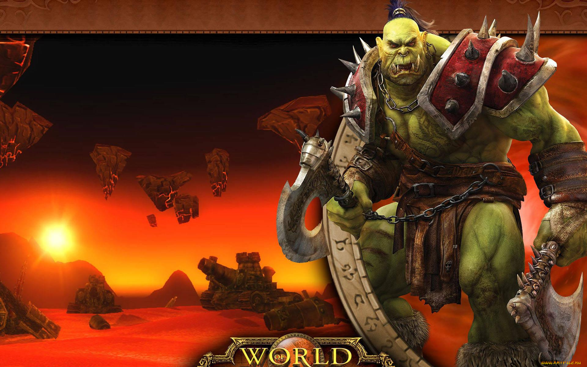 видео, игры, world, of, warcraft, скалы, топоры, орк