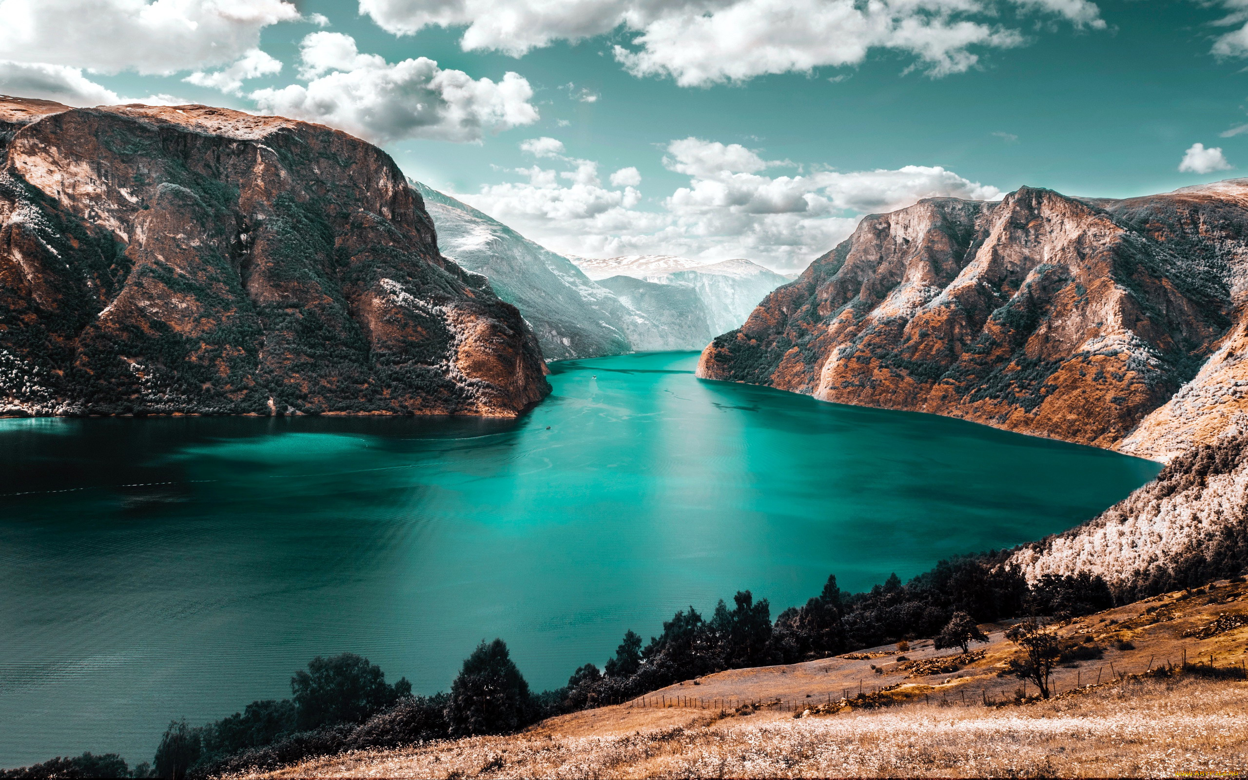 природа, реки, озера, горы, облака, река